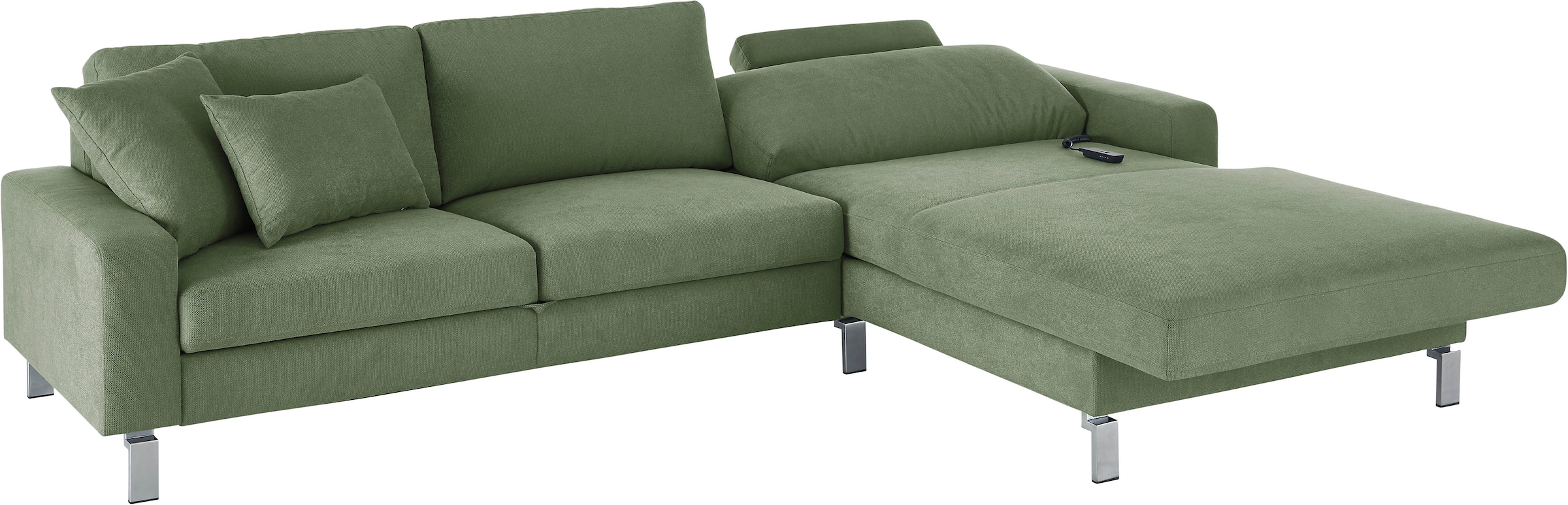 3C Candy Ecksofa »Lecce, wahlweise PUR-Schaumstoff oder Tonnentaschenfederkern«, Bett im 2,5-Sitzer, teilmotorische Schlaffunktion im Longchair, L-Form