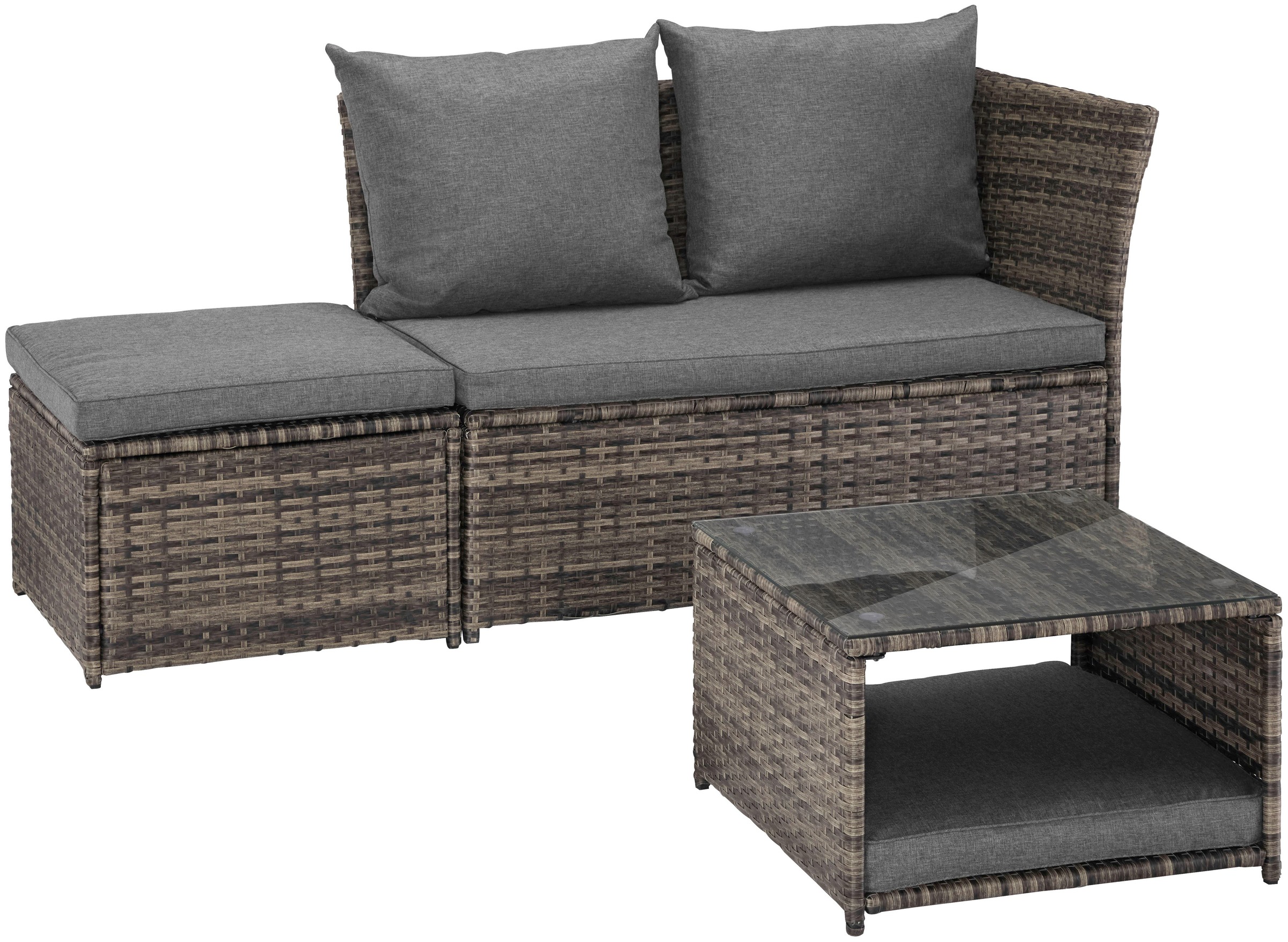 KONIFERA Gartenlounge-Set »Marseille«, (8 tlg.), Sofa, Tisch 57x57 cm, Hocker, Polyrattan