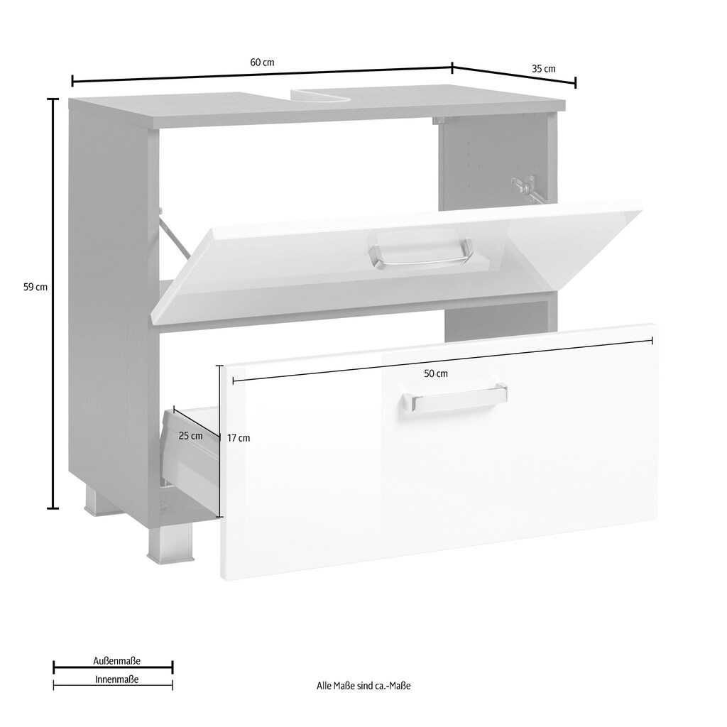 HELD MÖBEL Waschbeckenunterschrank »Ravenna«, Breite 60 cm, mit Soft-Close-Funktion