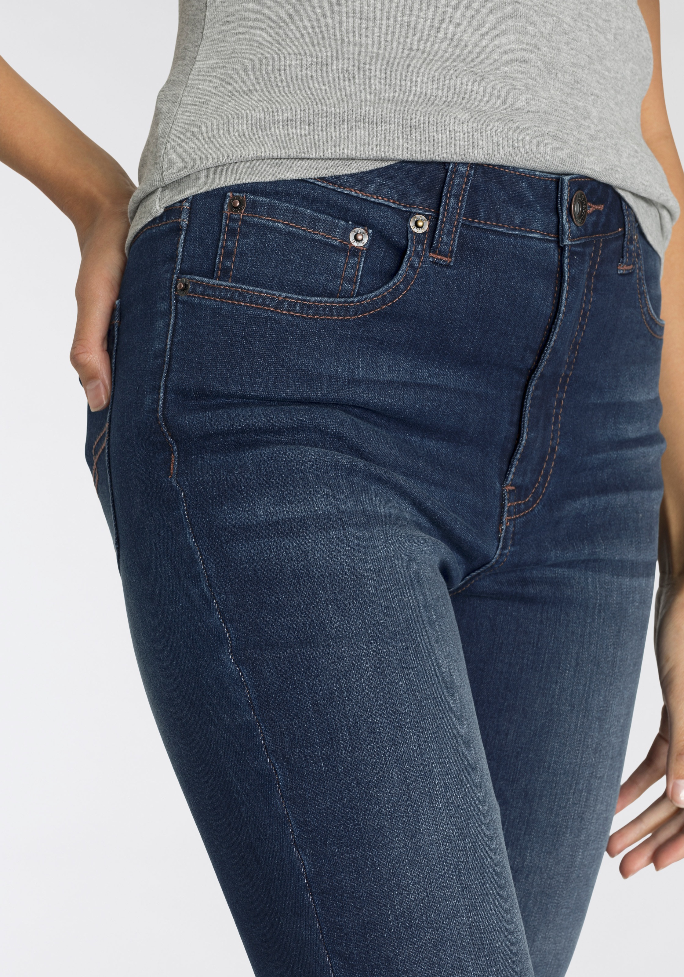 H.I.S Ankle-Jeans »CROPPED SKINNY HIGH RISE«, Ökologische, wassersparende  Produktion durch OZON WASH für bestellen | BAUR