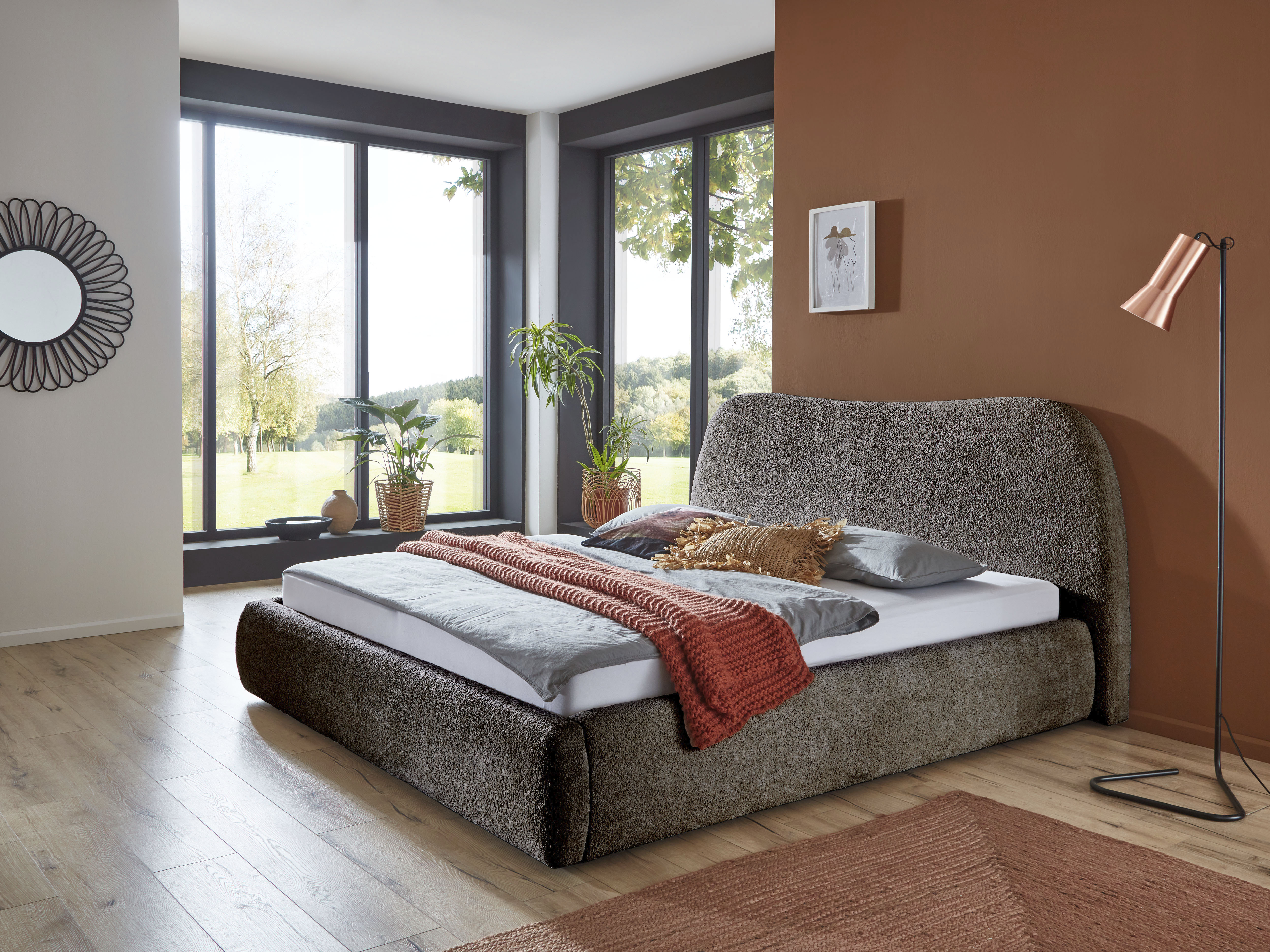 ATLANTIC home collection Polsterbett "Sophie" mit oder ohne Stauraum, hochwertiger Bouclé-Bezug