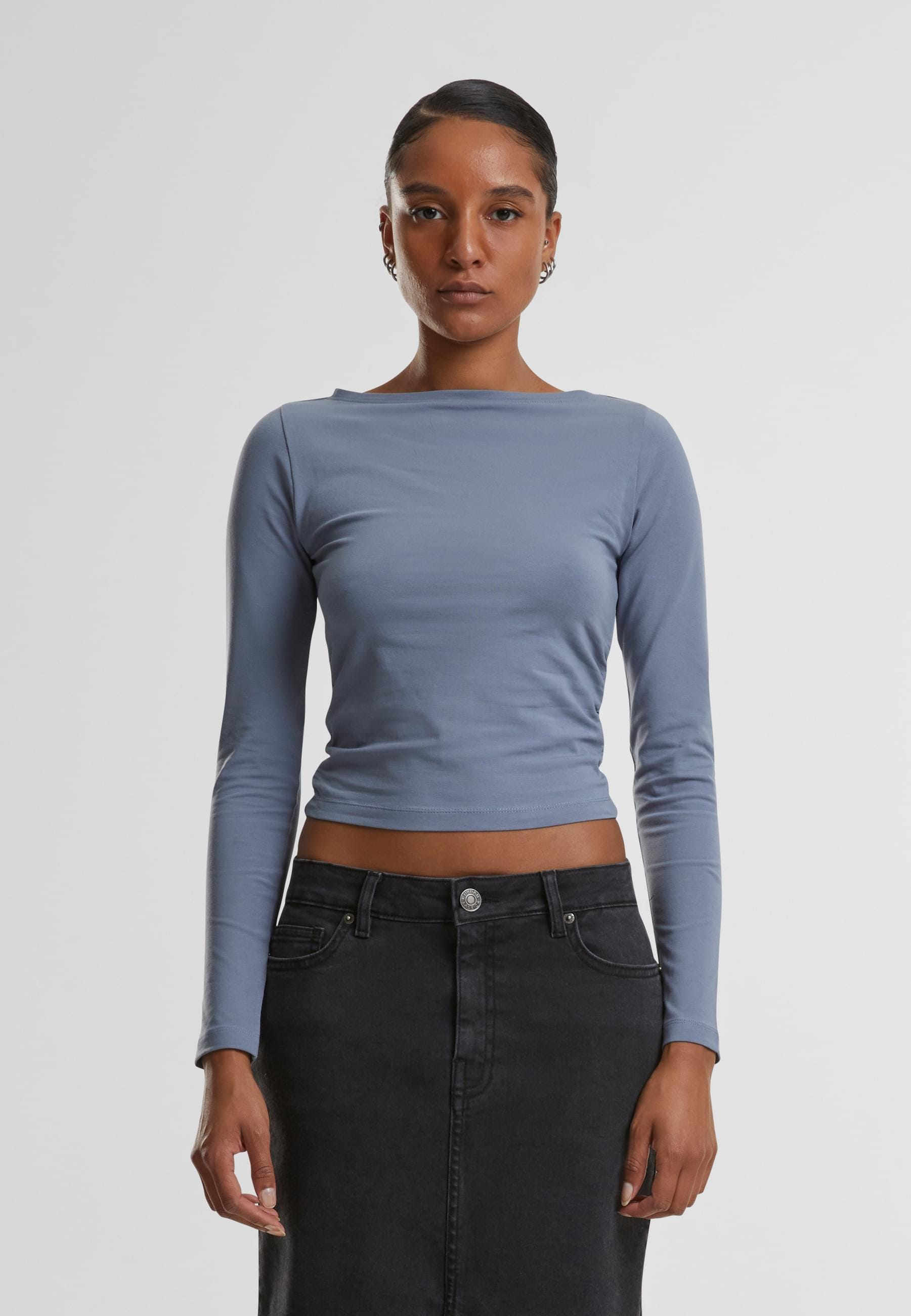URBAN CLASSICS Longsleeve »Urban Classics Ladies Ruffled Super Slim Longsleeve«, (1 tlg.)