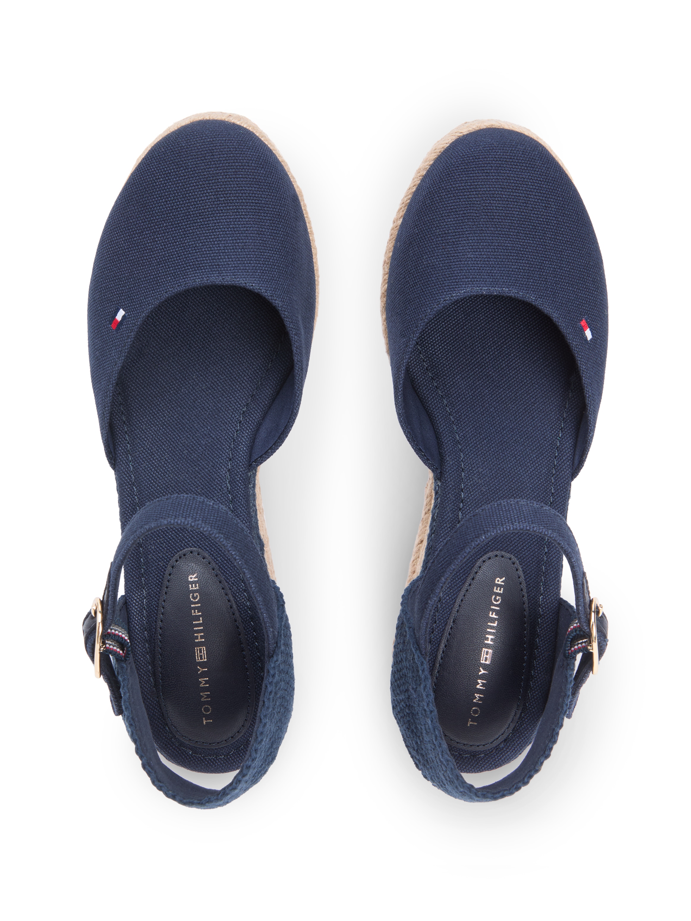 Tommy Hilfiger Keilsandalette »MID WEDGE ESPAD CLOSED TOE«  Plateau, Sommerschuh mit verstellbarer Schnalle, schmale Form