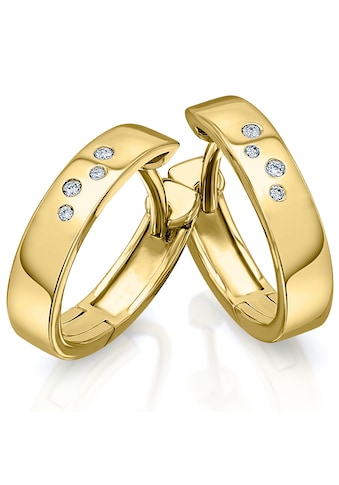 Paar Creolen »0.04 ct Diamant Brillant Ohrringe Creolen aus 585 Gelbgold«