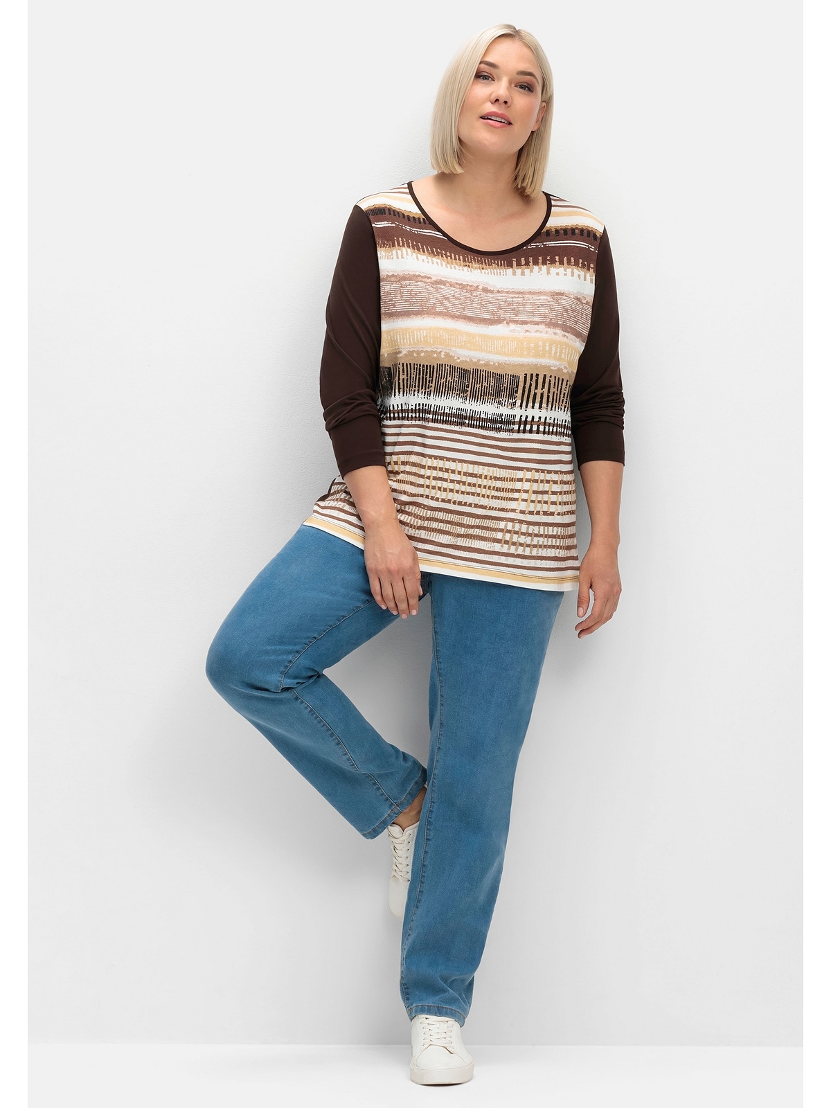 Sheego Langarmshirt »Große Größen«, mit bedrucktem Vorderteil