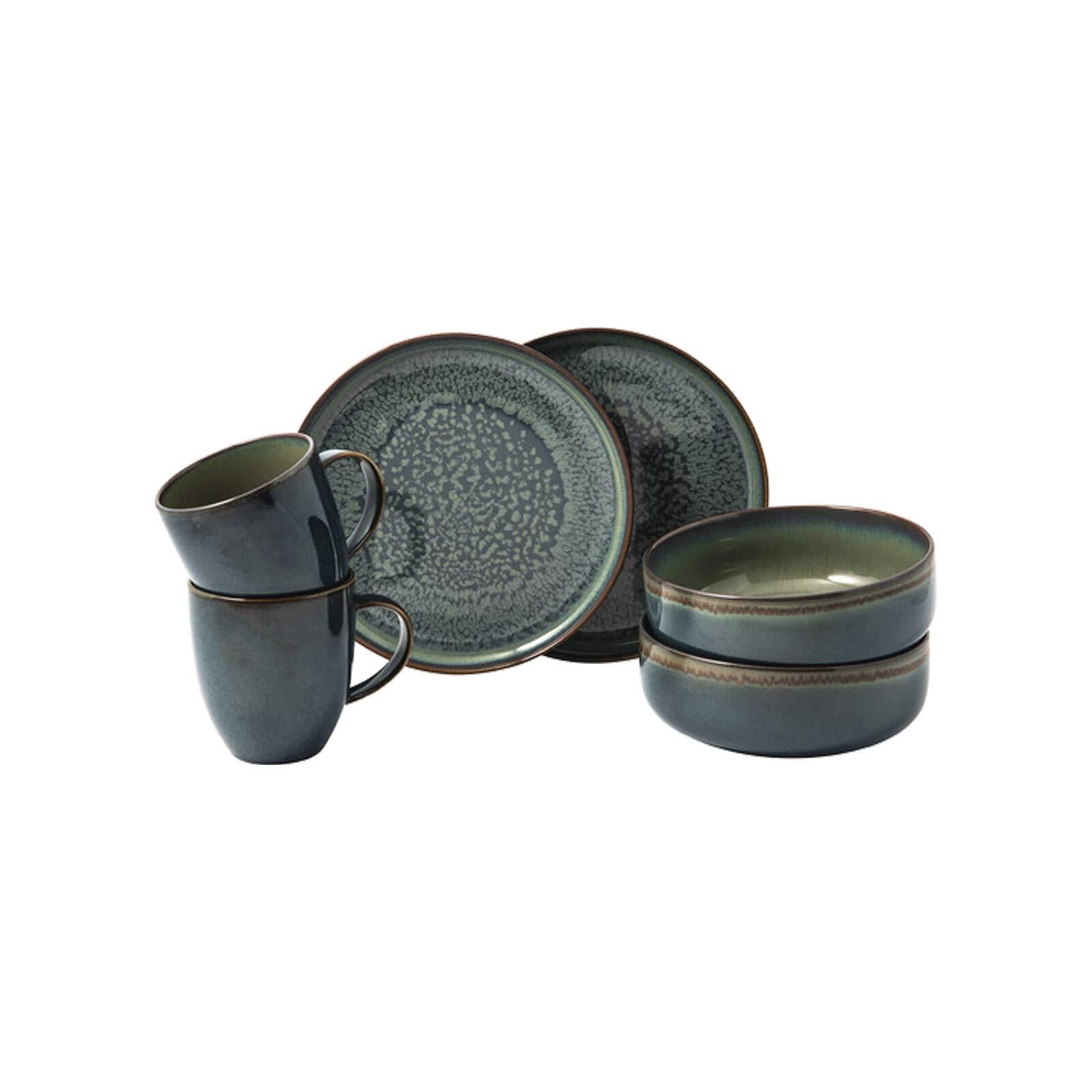 like. by Villeroy & Boch Geschirr-Set »Frühstücks-Set Crafted Breeze 6er Set blau-grau« Spülmaschinenfest, Mikrowellensicher