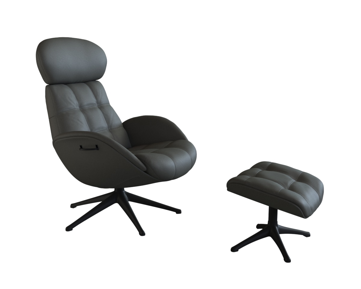 FLEXLUX Relaxsessel »Chester, Funktionssessel, Hoher Komfort, Scandi, Drehbar«, Premium Komfort, Rücken- und Kopfteilverstellung, Drehbar, Fuß Schwarz