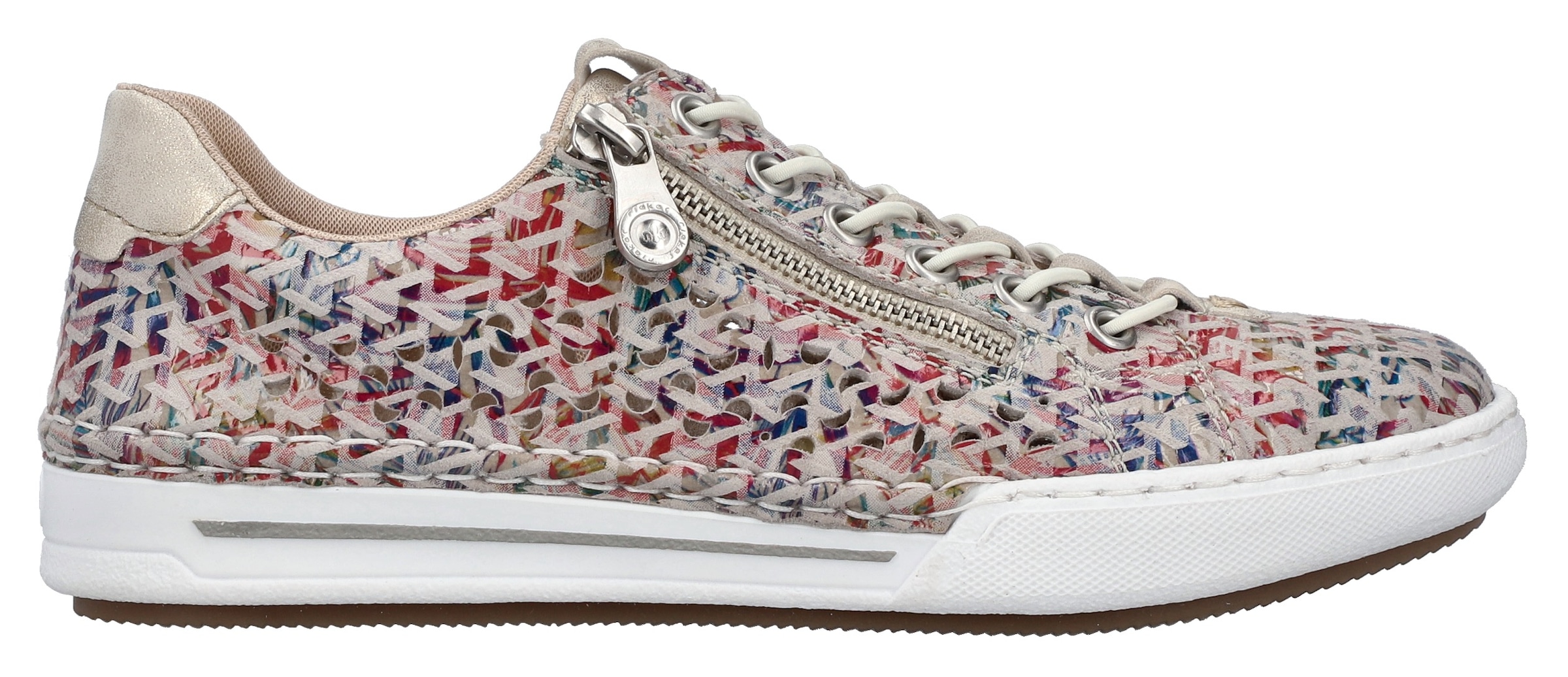 Rieker Slip-On Sneaker, Schlupfschuh, Halbschuh, Freizeitschuh mit gepolstertem Schaftrand