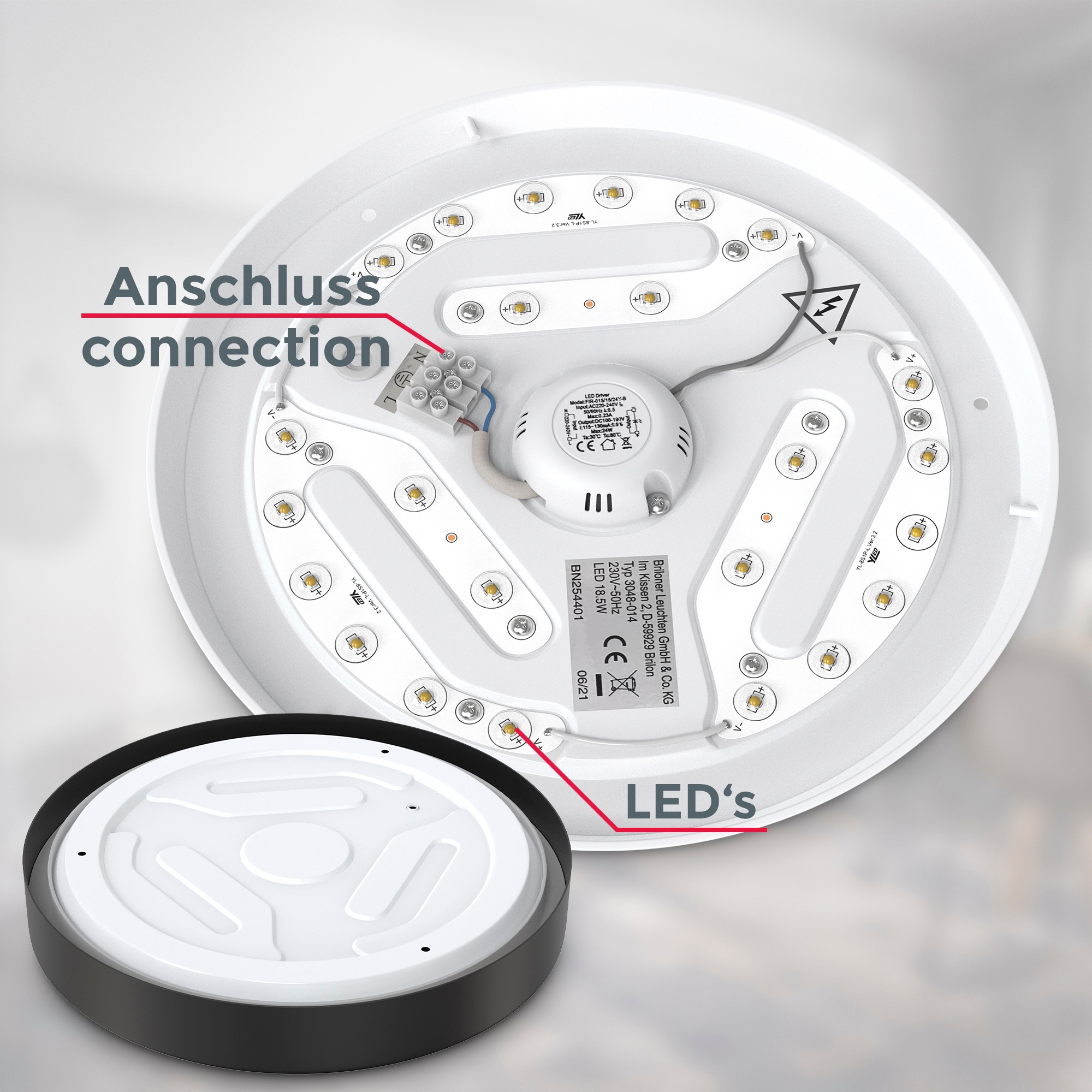 B.K.Licht LED Deckenleuchte »BK_DL1520 LED Deckenlampe, Ø28cm, 18 Watt, Schwarz«, 1 flammig-flammig, 2.000 Lumen, 4000K neutralweißes Licht, Küchenlampe, Wohnzimmer