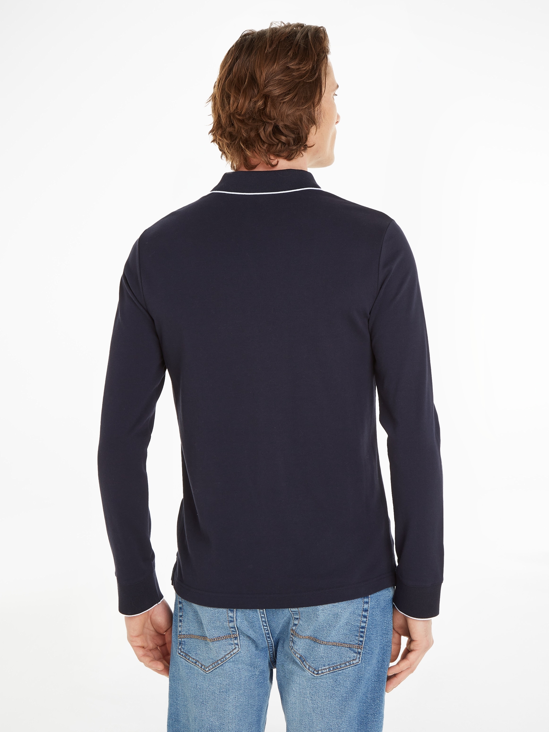 Calvin Klein Poloshirt "STRETCH PIQUE TIPPING LS POLO", mit Markenlabel günstig online kaufen