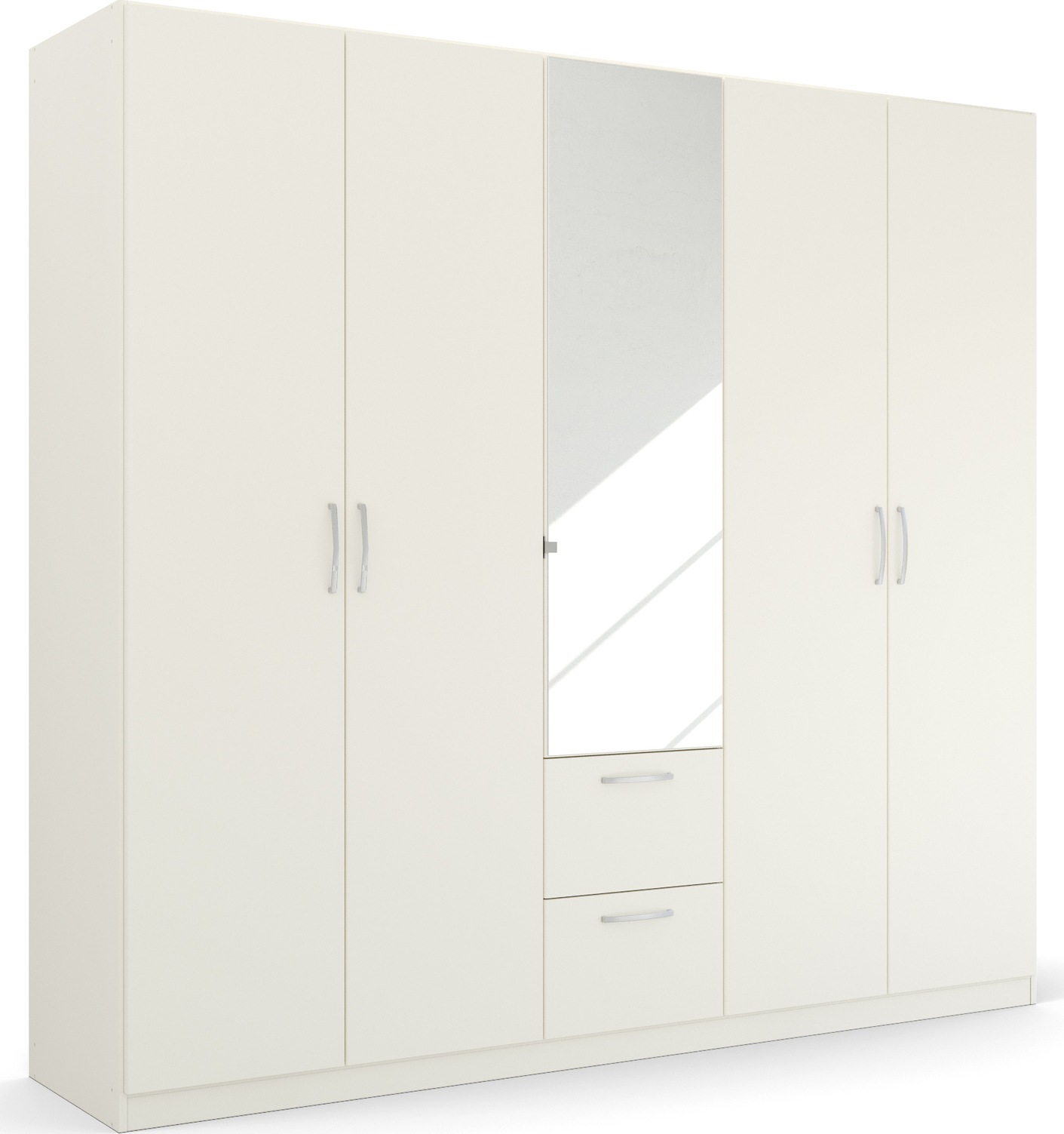 rauch Drehtürenschrank "Kleiderschrank Schrank Garderobe Ankleide PURE BY QUADRA SPIN" Breiten: 181/226/271 cm, Höhe 210 cm, mit Spiegel, in puristischem Design, Griffe alufarben MADE IN GERMANY