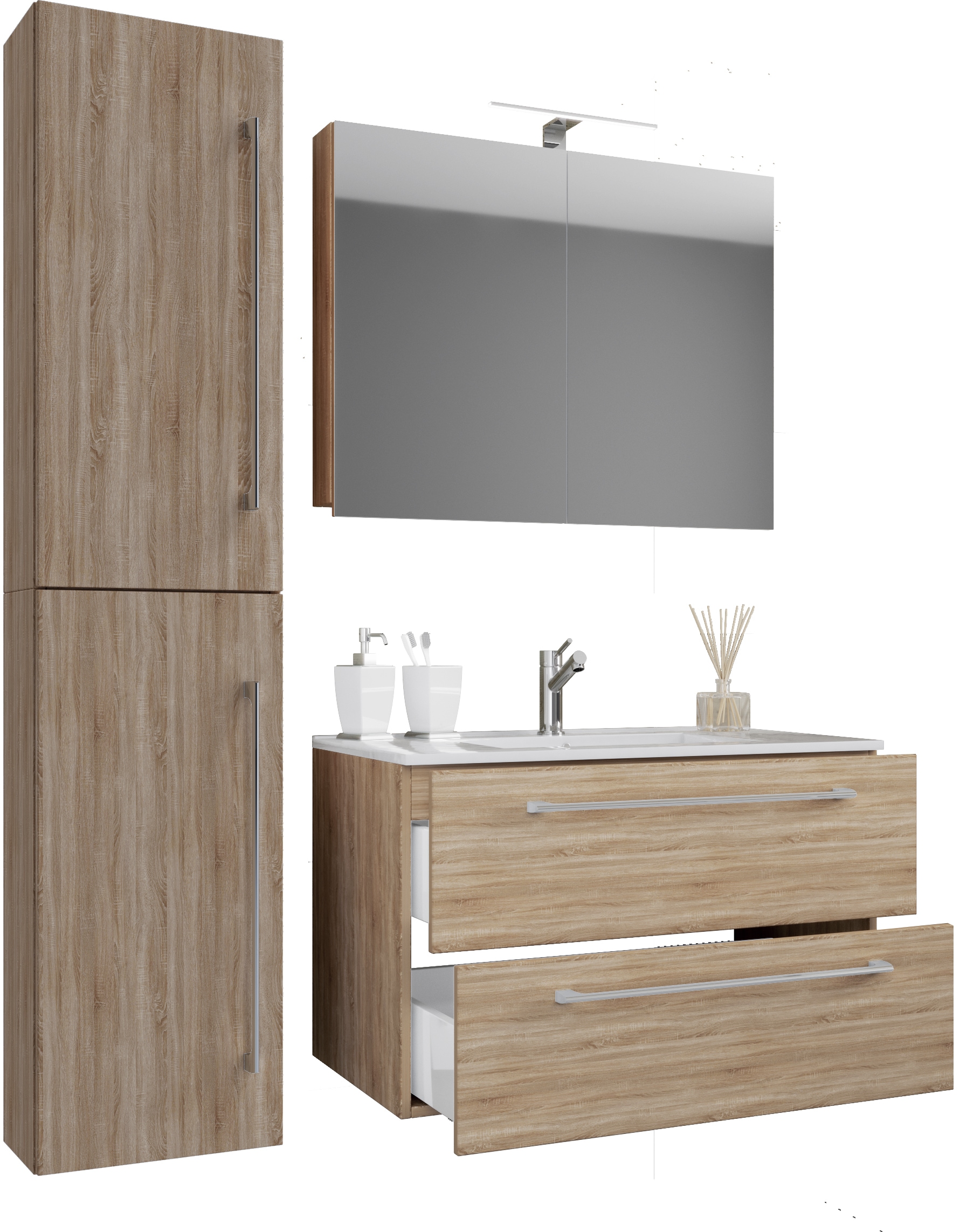 VCM Waschtisch »4-tlg. Waschplatz Waschtisch Badinos Schublade SC« 4 Stk. tlg.