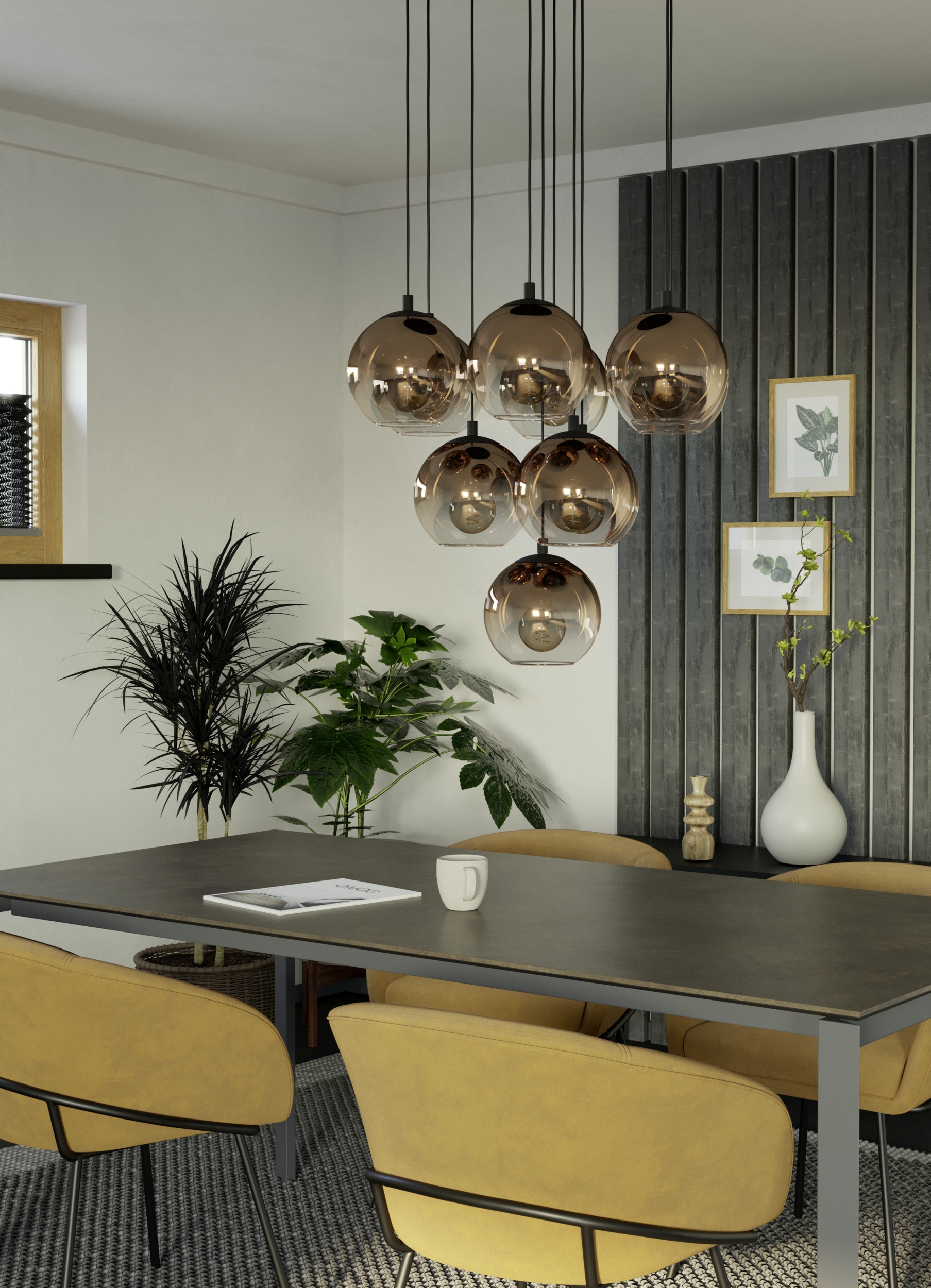 EGLO Hängeleuchte »ARISCANI 1 Pendellampe - Stahl - E27 - 10X60W - IP20« E27 1 Stk. Hängelampe, Deckenlampe, Wohnzimmer, Esszimmer, H110 x Ø64,5 cm