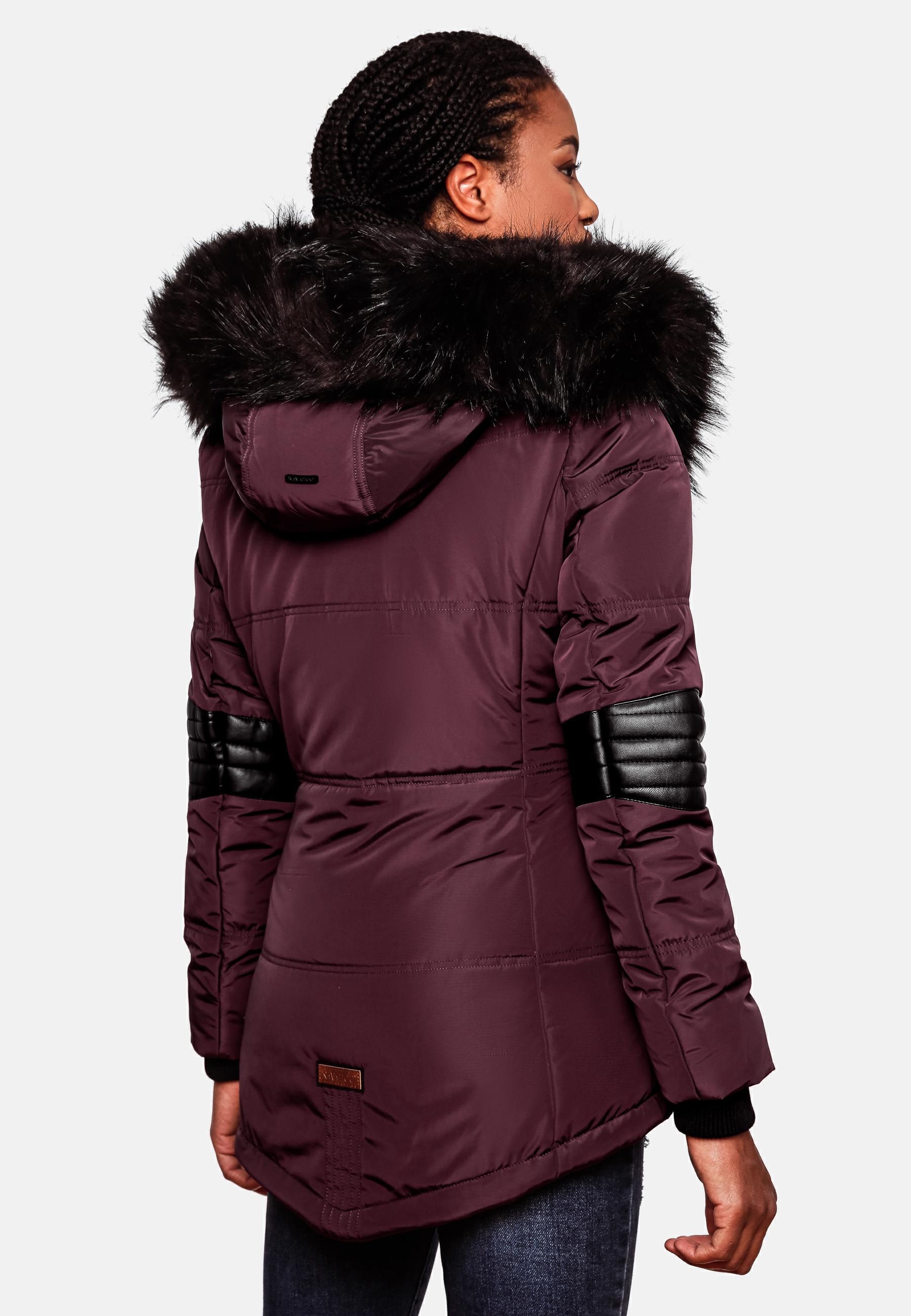 Navahoo »Nirvana«, | kaufen edle Winterjacke Steppjacke Kapuze, schwarzem m. Kunstpelzkragen BAUR mit