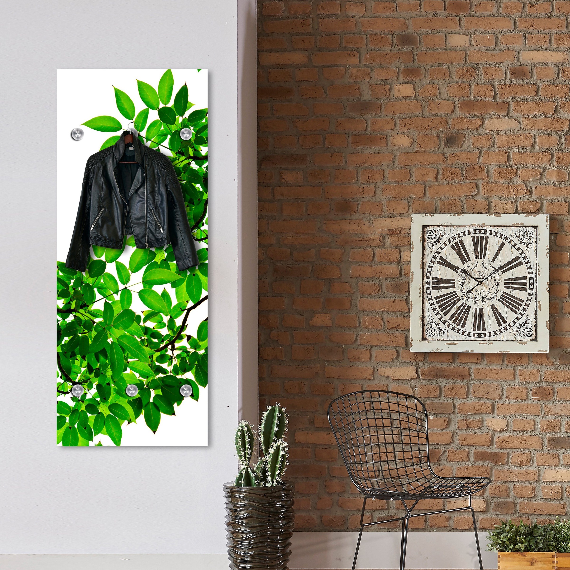 queence Garderobenleiste "Blätter" mit 6 Haken, 50 x 120 cm günstig online kaufen