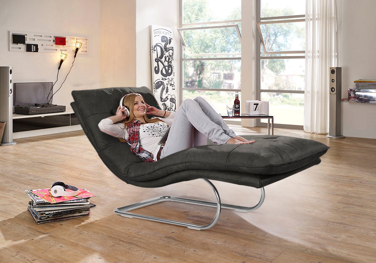 W.SCHILLIG Relaxliege "daily dreams" in Waffelkissen-Optik, wahlweise mit Motor, Freischwingergestell