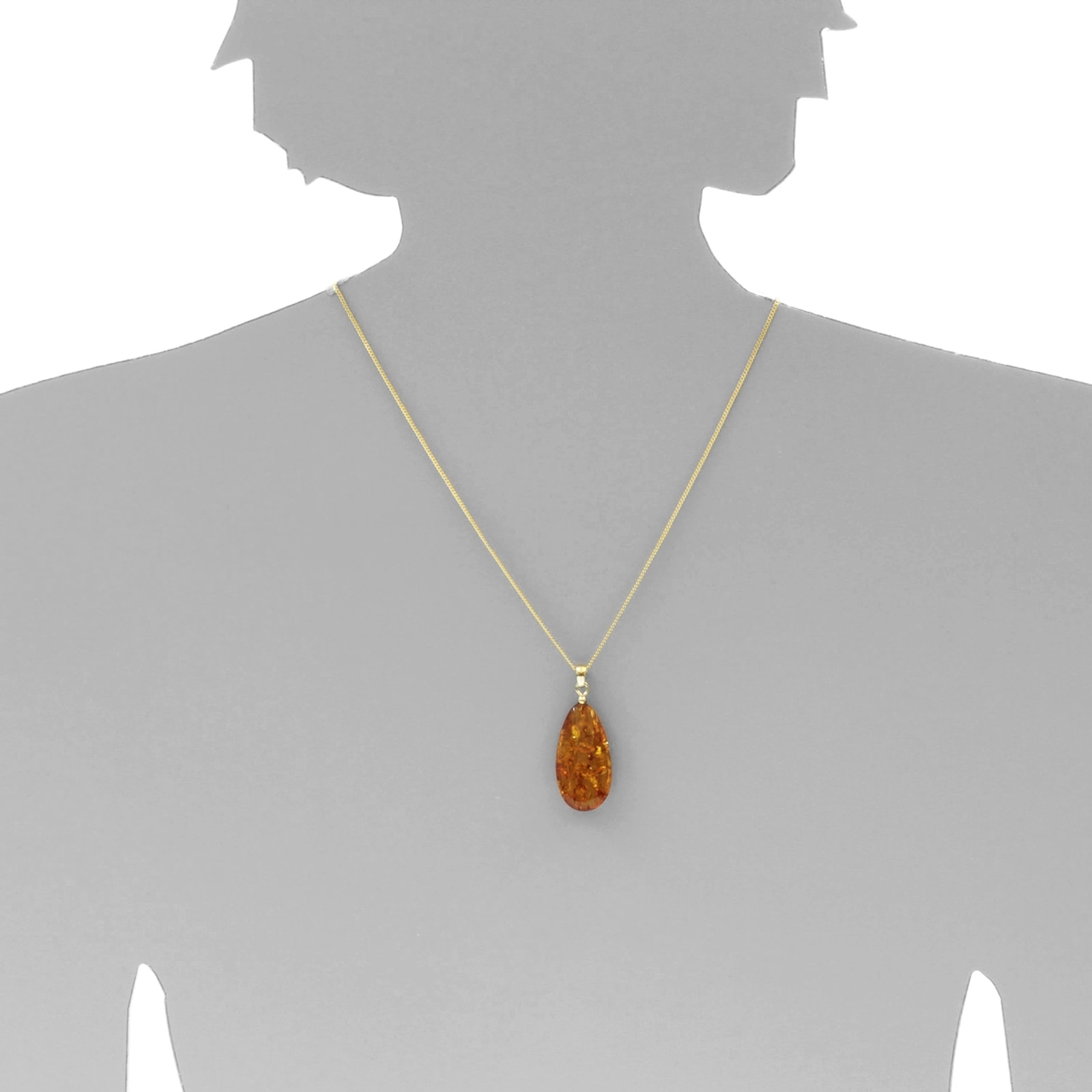 OSTSEE-SCHMUCK Kette und Anhänger Set »- Tropfen ca. 30 mm lang - Gold 333/000 - Bernstein«
