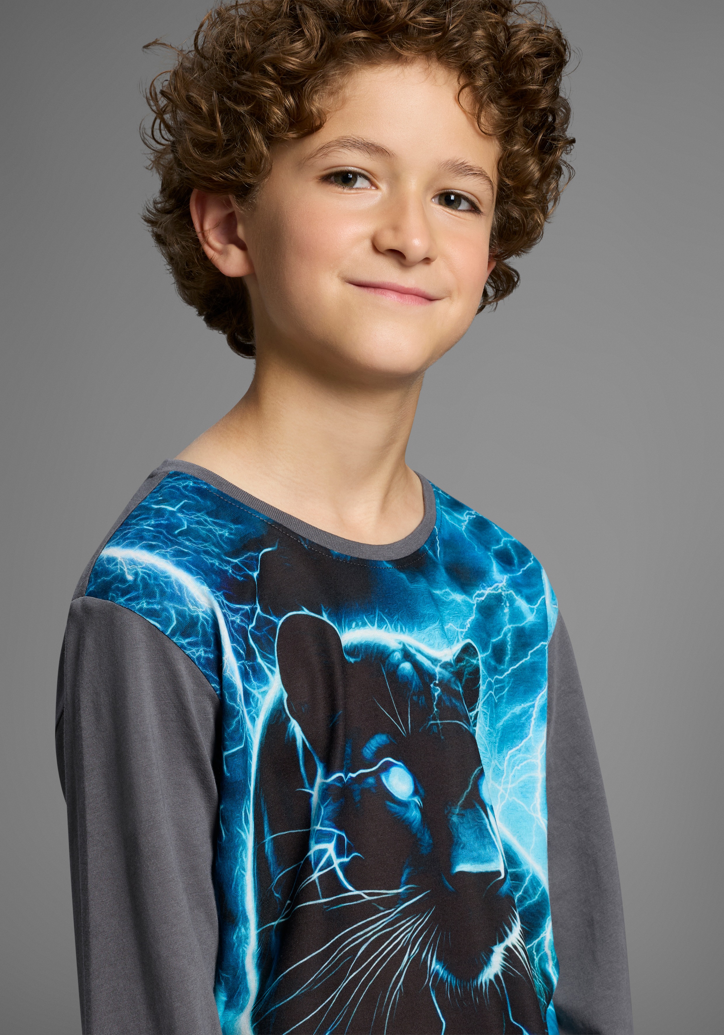 Thumbnail - KIDSWORLD Langarmshirt "PANTHER, Fotoprint" Shirt mit Fotodruck, Gecko