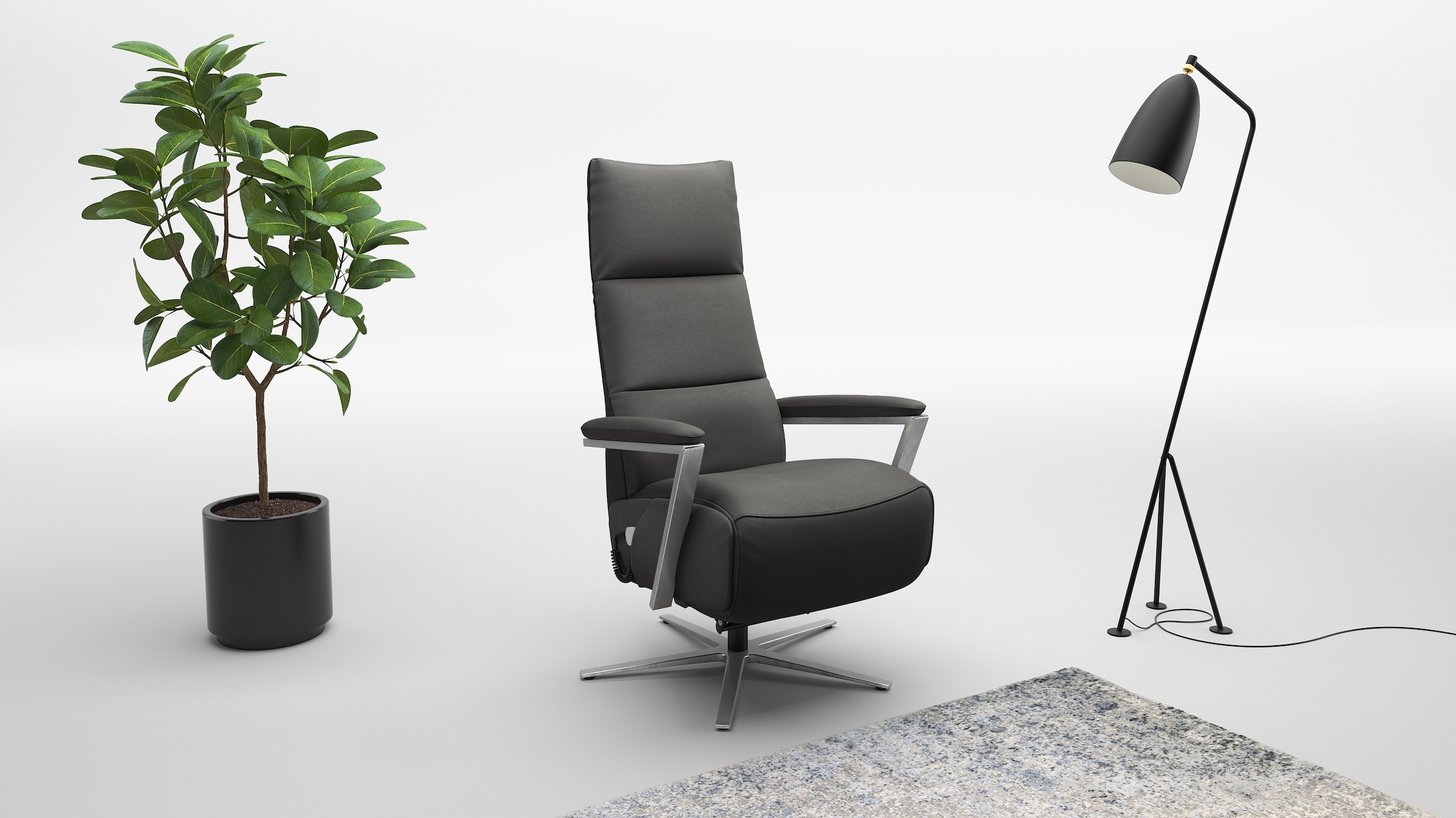 TV-Sessel SIT & MORE "Vario Comfort, inkl. Kopfteilverstellung & 360 Drehfunktion", grau (anthrazit), B:70cm H:124cm T:85cm, Sessel, mit Herz-Waage-Funktion & 3 Motoren, Höhe der Armlehnen 60cm