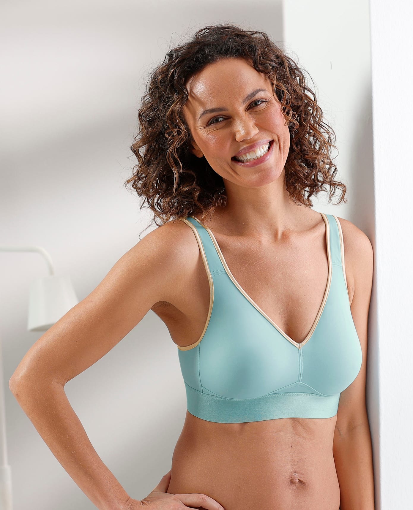 WÄSCHEPUR Damen Bügelloser BH, Gr. 85, grün, 83% Polyamid, 17% Elasthan, BHs