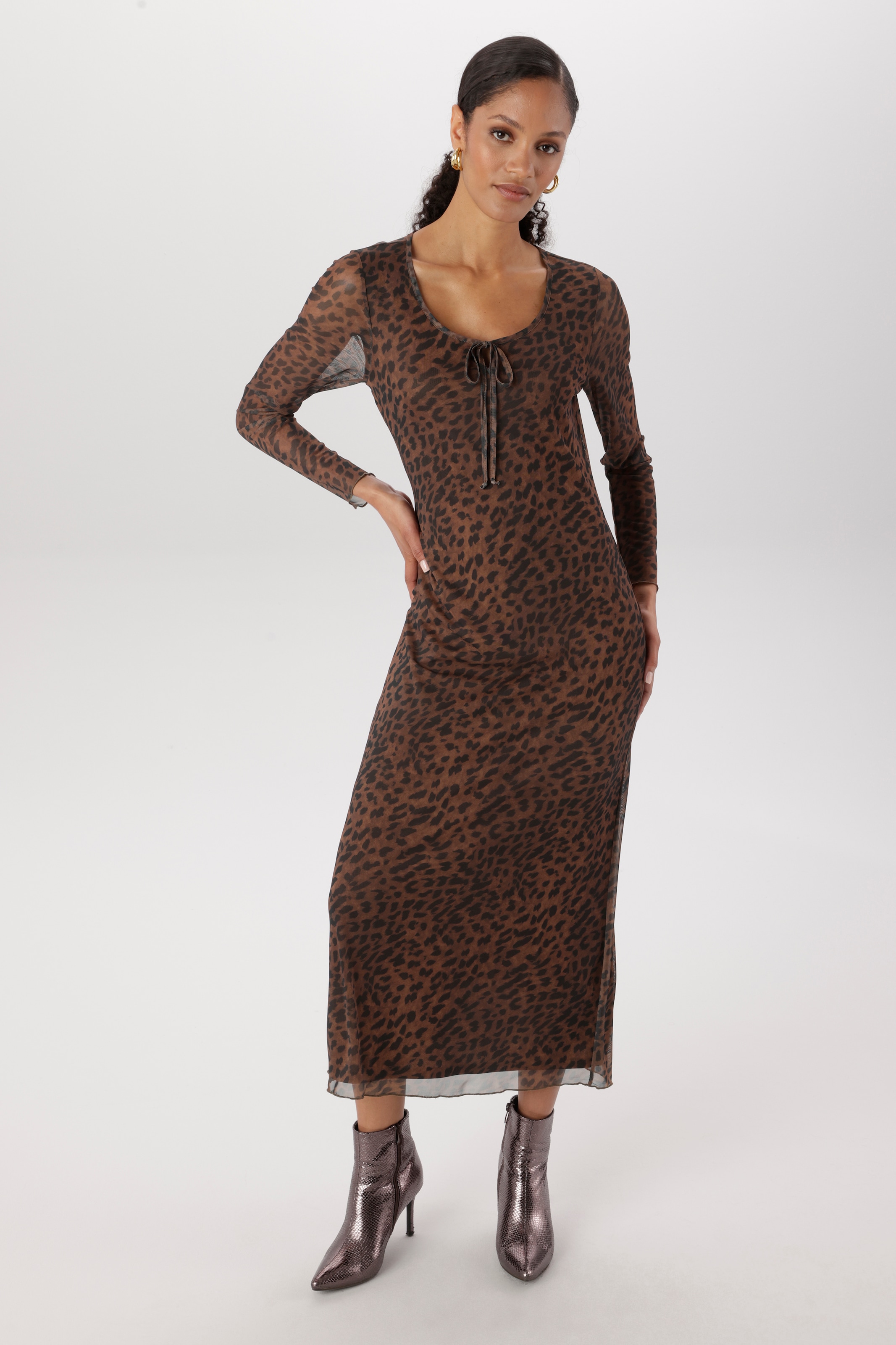Aniston SELECTED Midikleid In Mesh-Qualiät und im angesagten Animal-Print - NEUE KOLLEKTION
