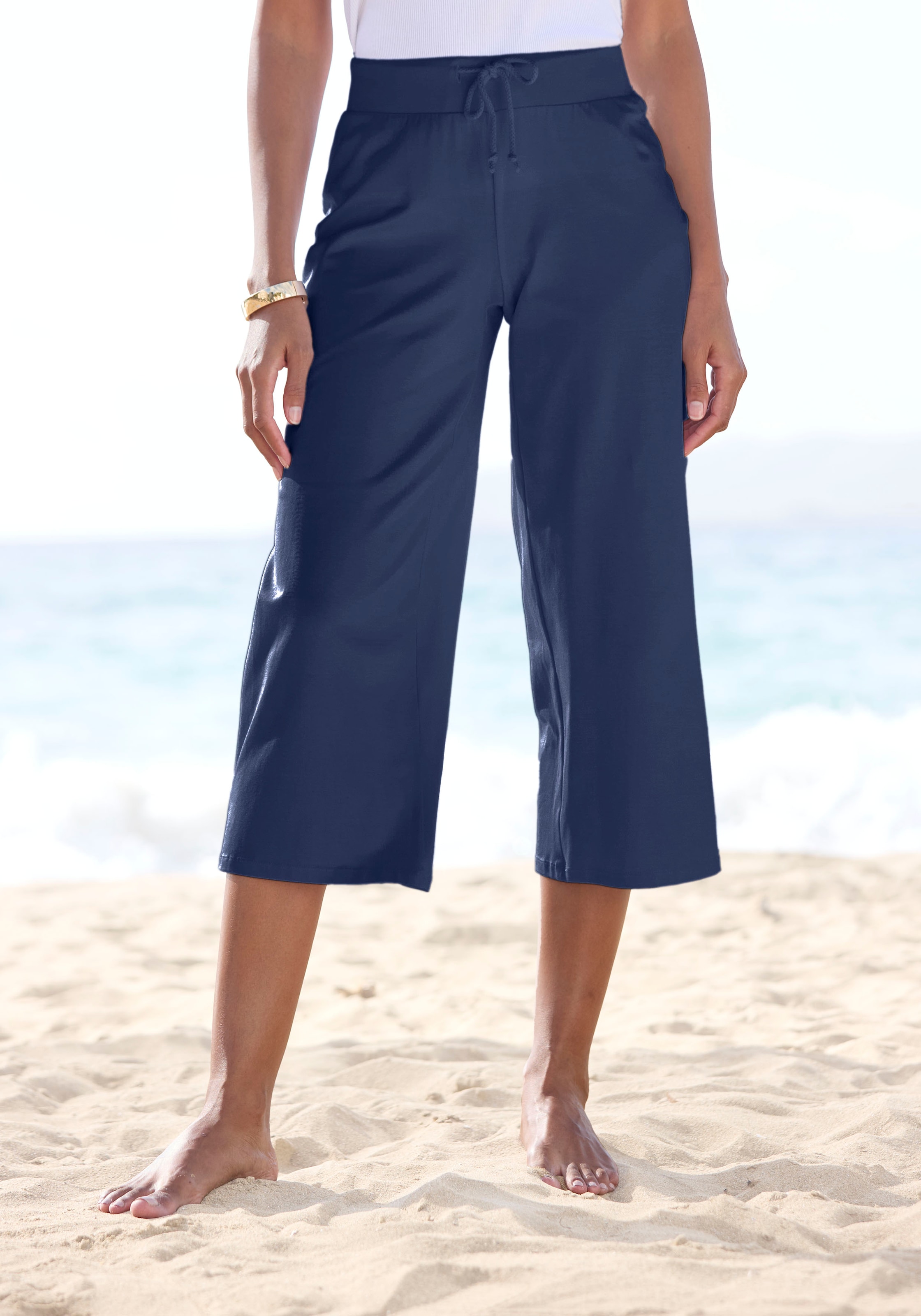 Beachtime 7/8-Strandhose, aus weichem Jersey, Wide-Leg, Jogginghose, Relaxhose