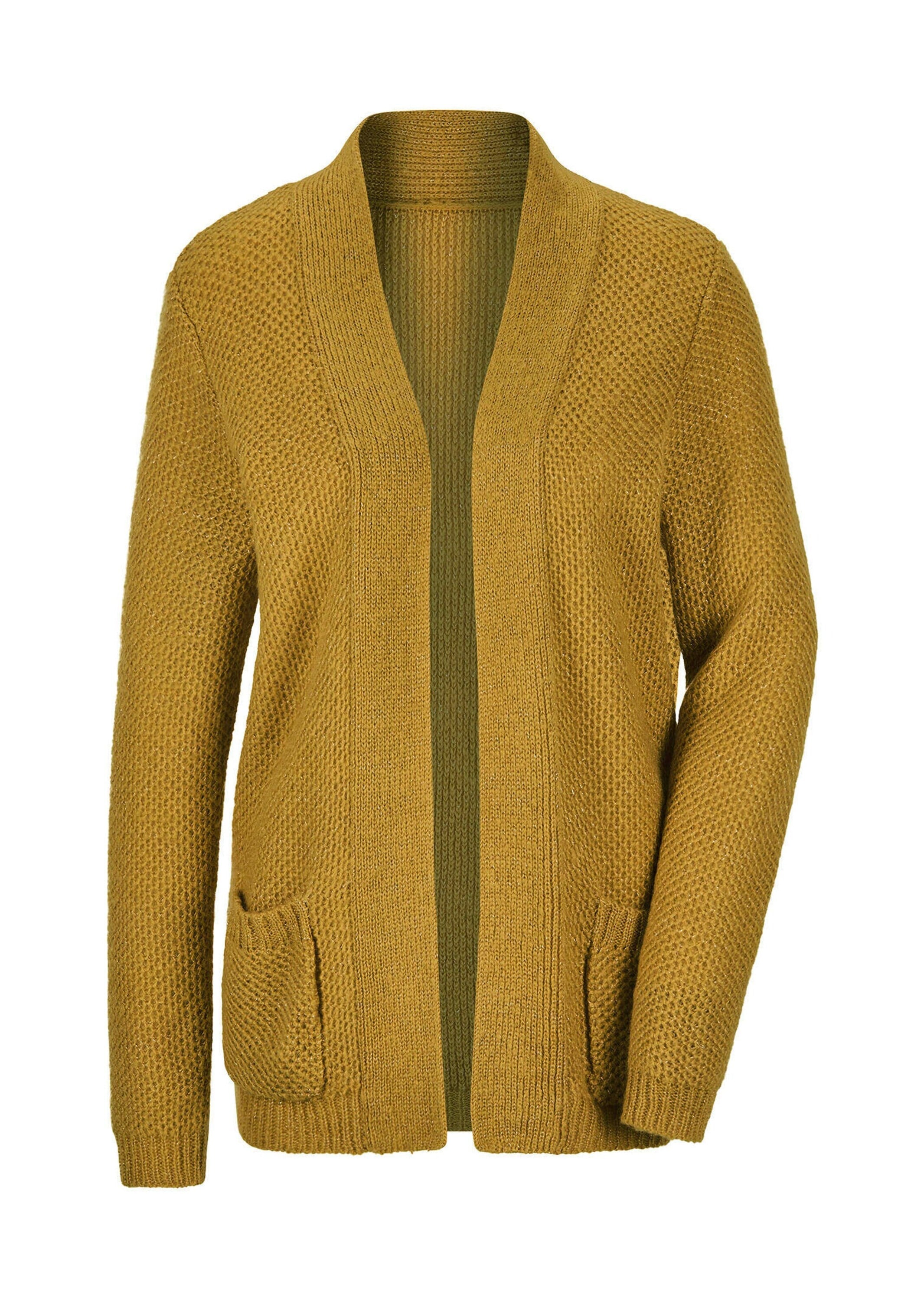 GOLDNER Strickjacke "Kurzgröße Offener Cardigan mit Taschen, Glanz" günstig online kaufen