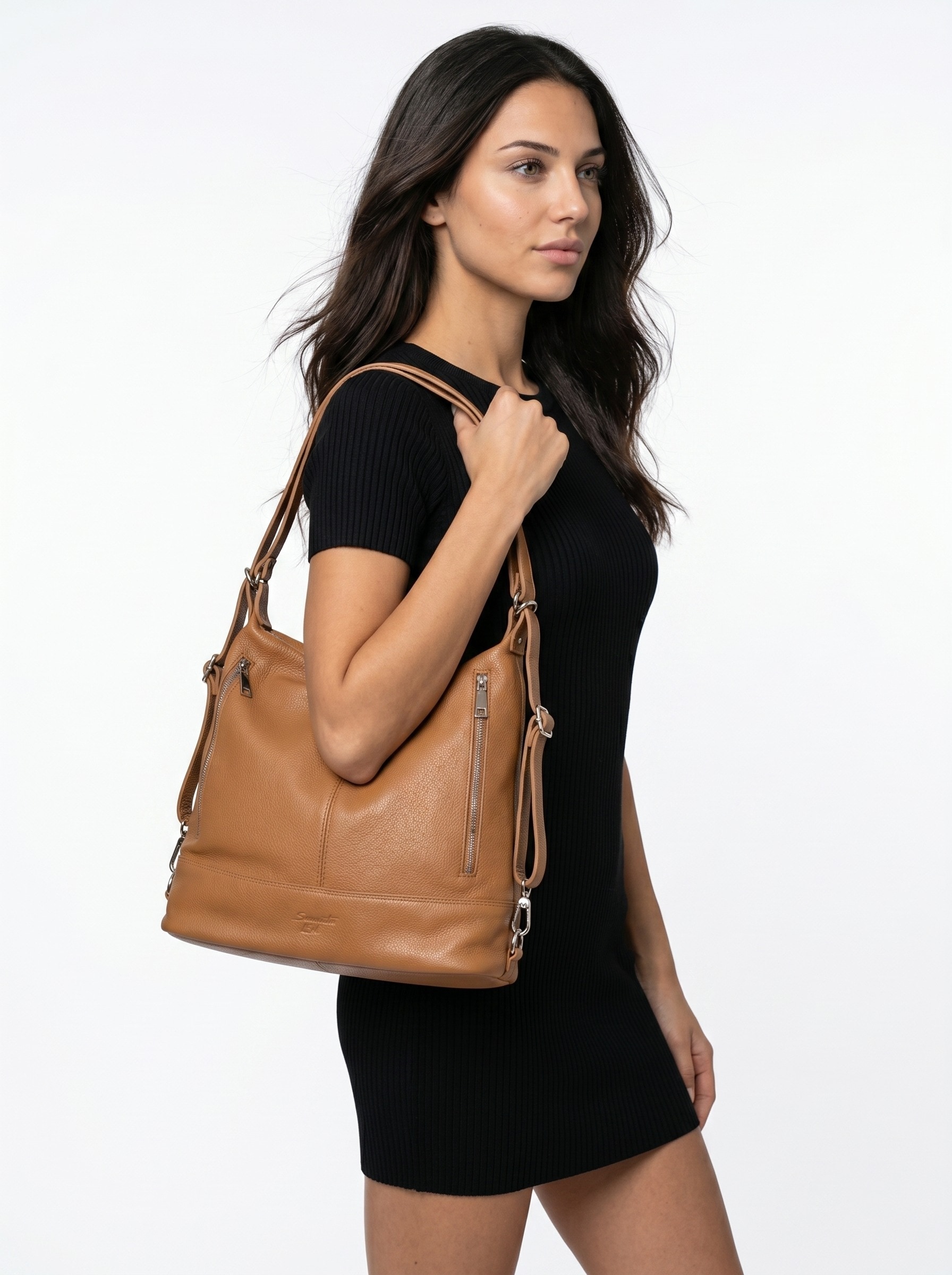 Samantha Look Cityrucksack echt Leder, Made in Italy