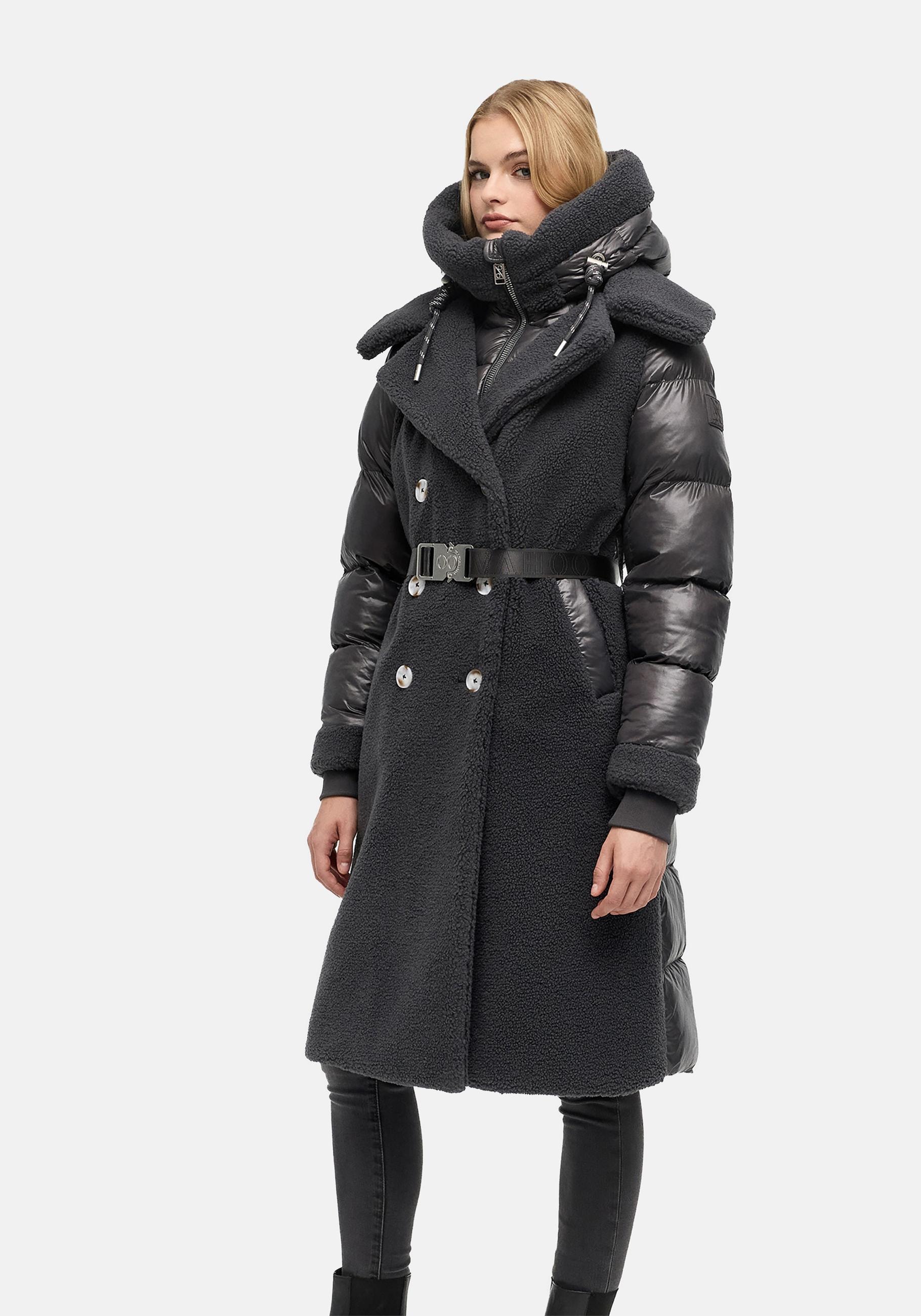 Navahoo Wintermantel "Kuscheltraum 14" Modischer Damen Plüschmantel aus angesagtem Materialmix