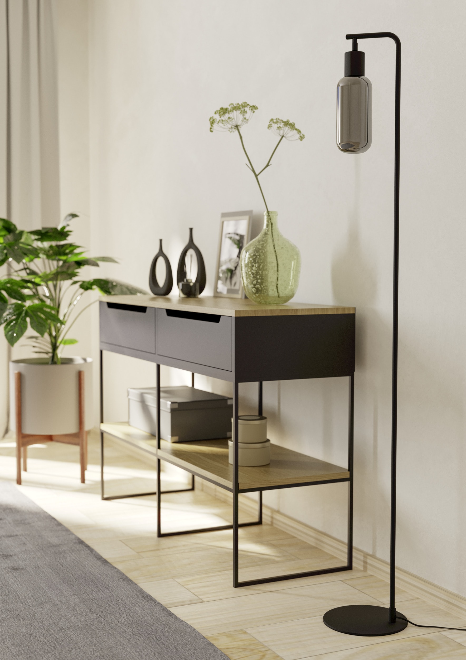 EGLO Stehlampe »MAIONE Stehlampe - Stahl - E27 - 1X4W - IP20« E27 1 Stk. Standleuchte, Leselampe, Wohzimmer, Schlafzimmer, L22 x B9 x H151 cm