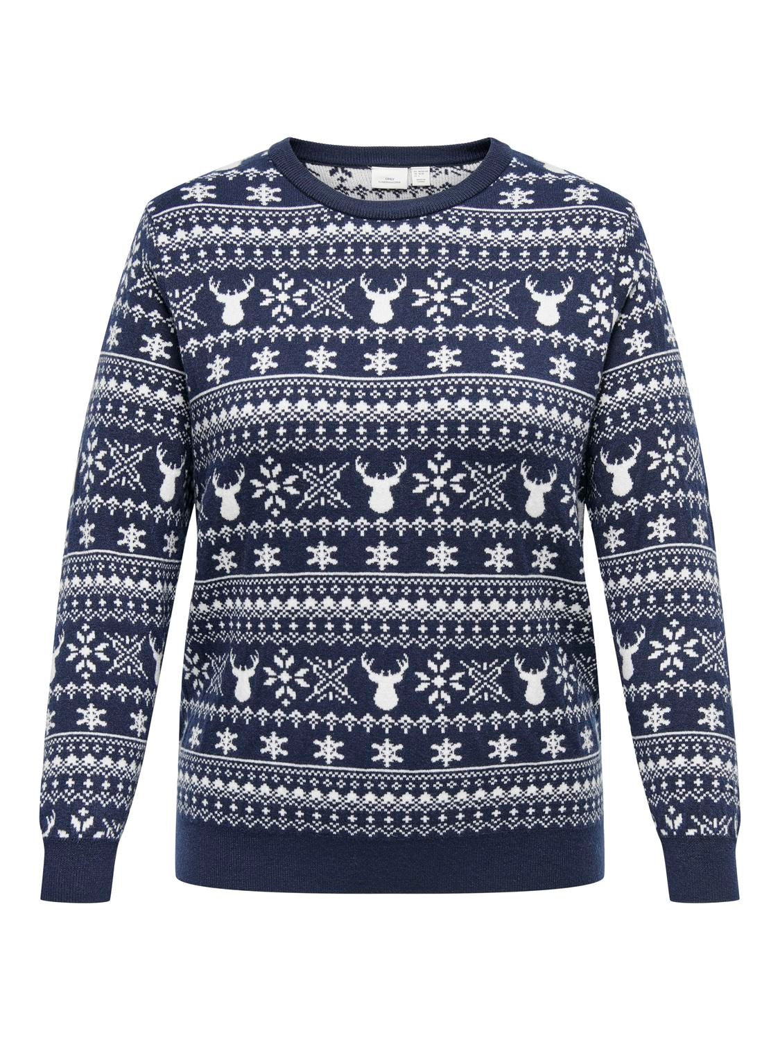 ONLY CARMAKOMA Weihnachtspullover "CARXMAS WINTER LS O-NECK KNT"