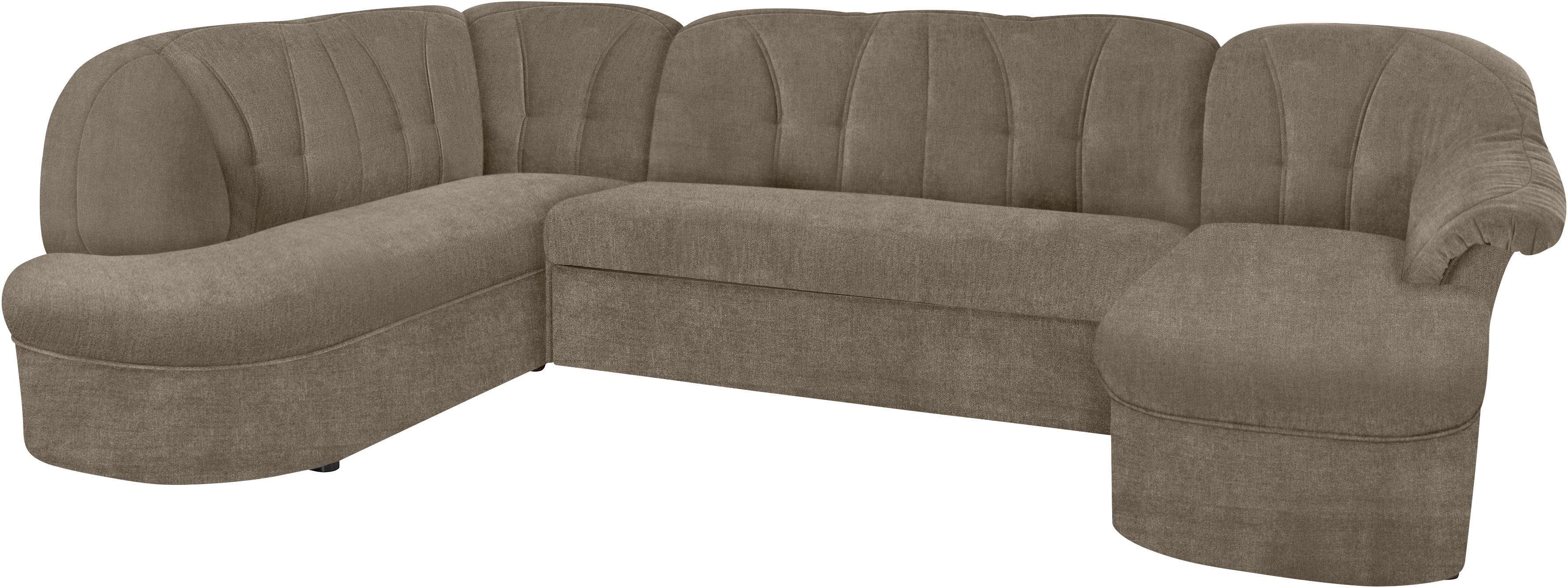 DOMO collection Wohnlandschaft "Pegnitz, zeitlos&modern, elegante Rückensteppung, Breite 292cm, U-Form" wahlweise mit Bettfunktion