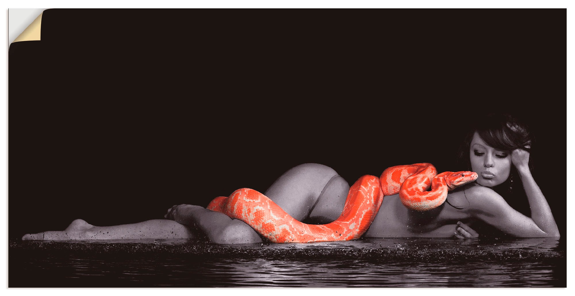 Artland Wandbild "Frau in Wasser liegend mit Python", Frau, (1 St.), als Le günstig online kaufen