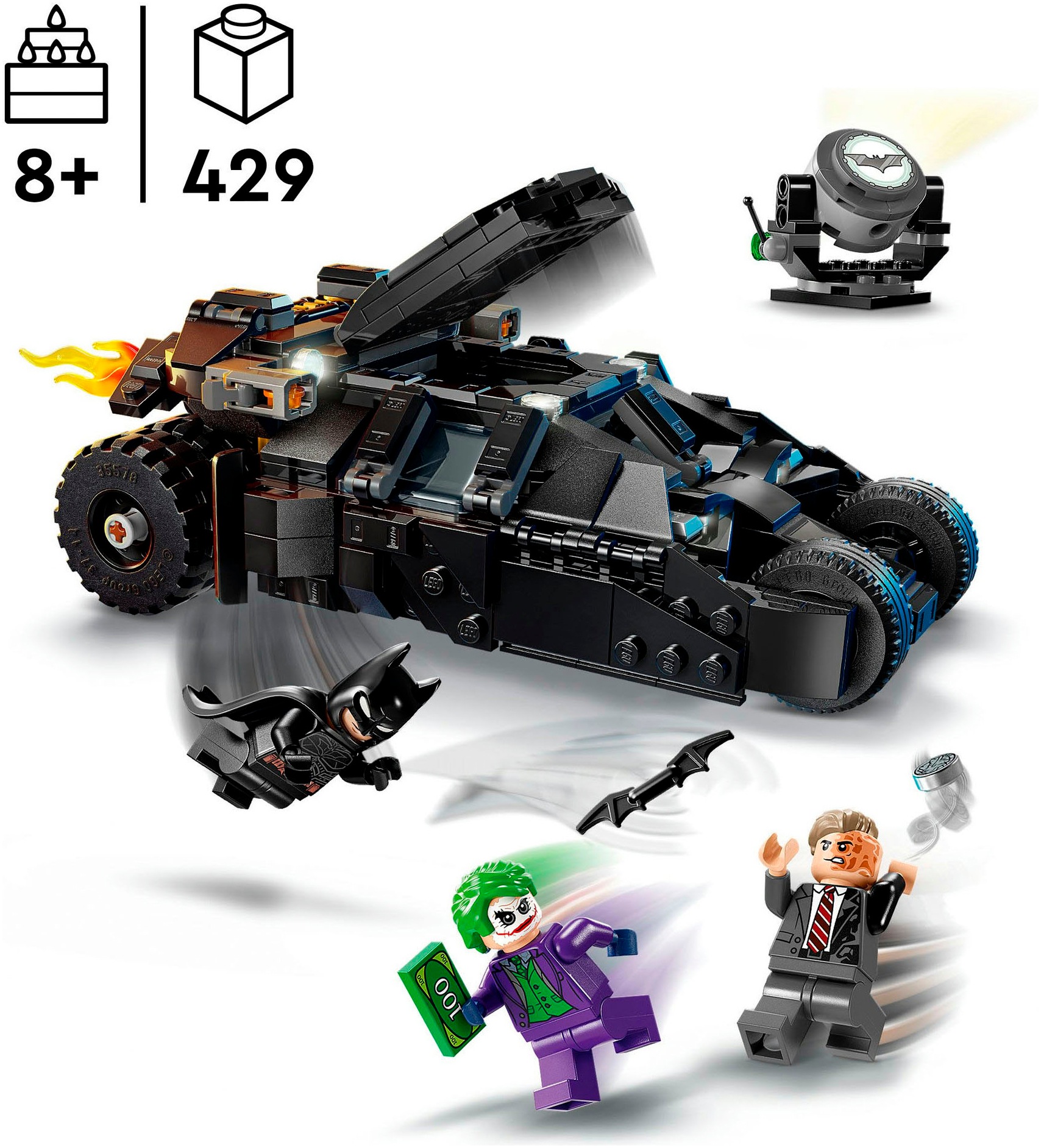 LEGO® Konstruktionsspielsteine »Batman™ Tumbler vs. Two-Face™ & The Joker™ (76303), LEGO Super Heroes«, (429 St.), Made in Europe