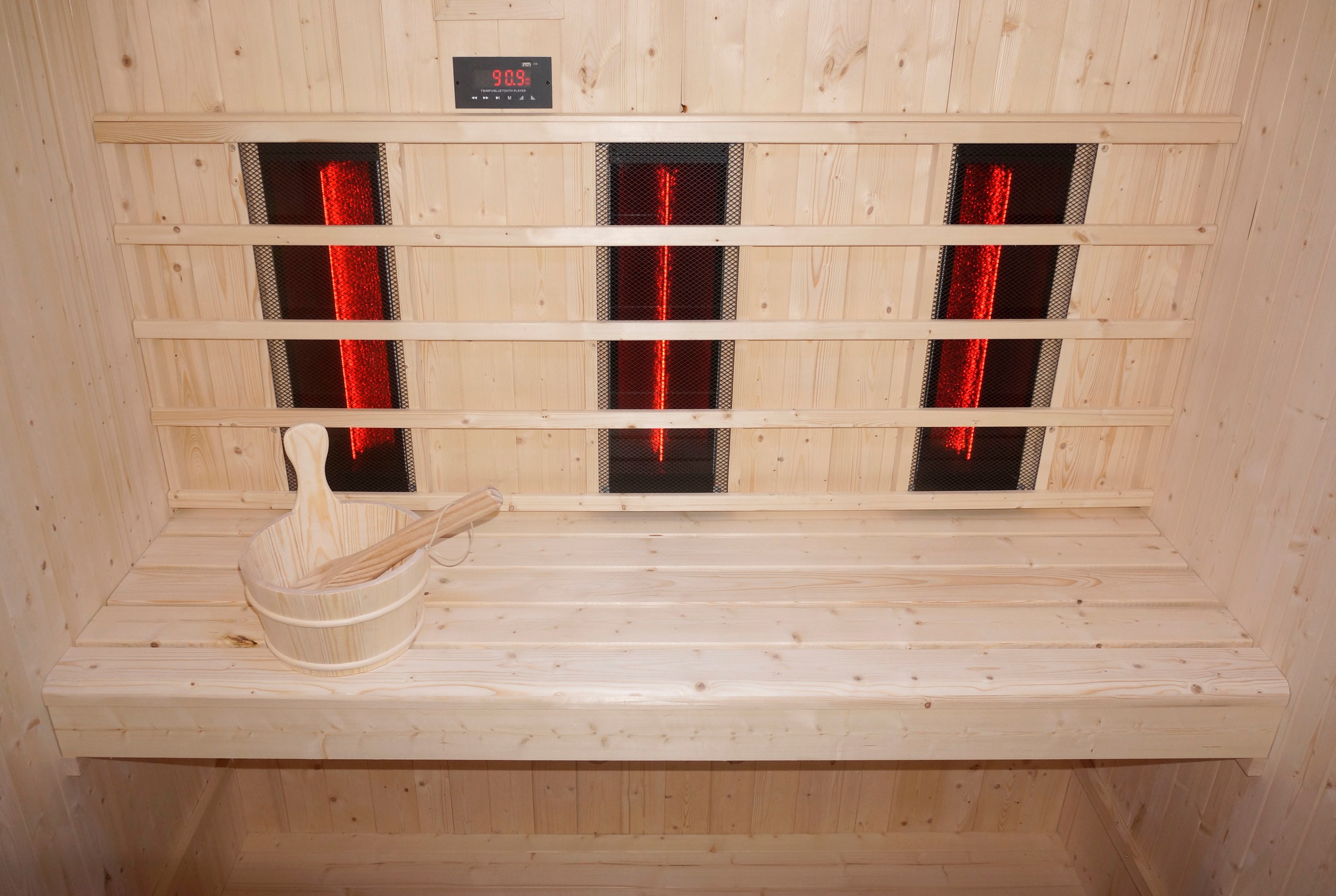 Sanotechnik Sauna »»LAHTI« Außensauna mit Infrarotkabine« geeignet für 6 Personen, Fichetnholz