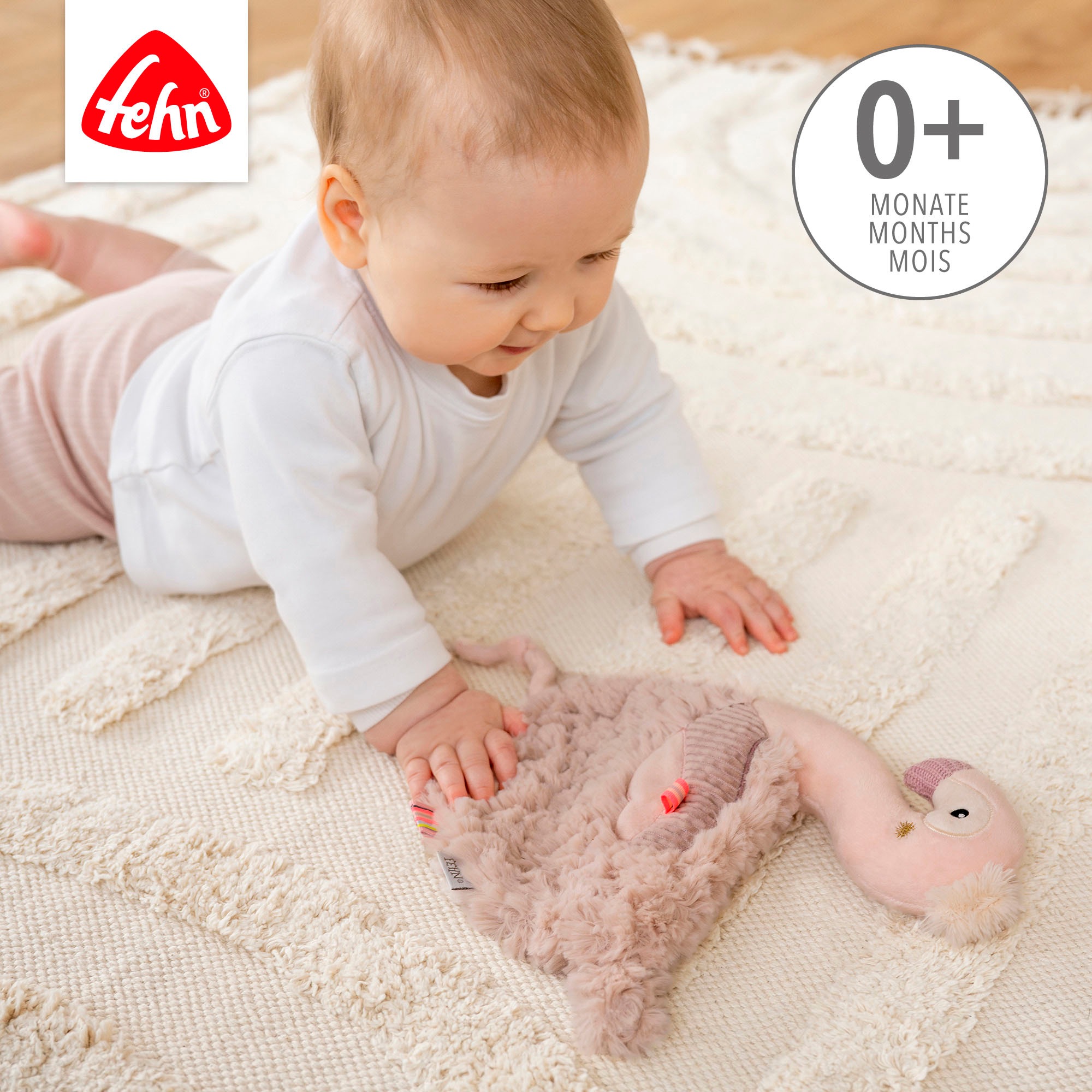 Thumbnail - Fehn Kuscheltuch "Lazy, Crazy & Pink, Schmusetuch Flamingo"