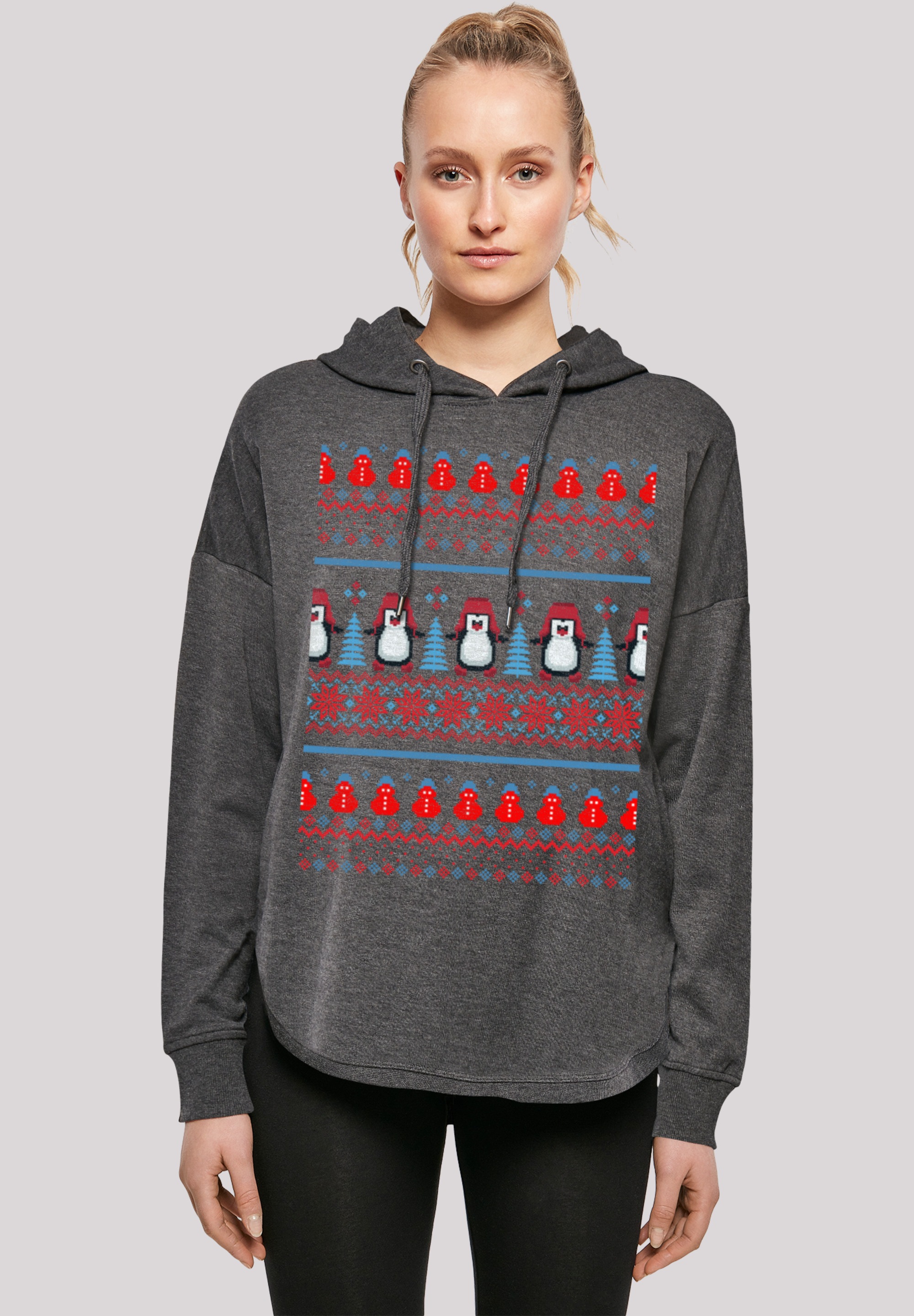 F4NT4STIC Kapuzenpullover "Christmas Pinguin Muster", Print