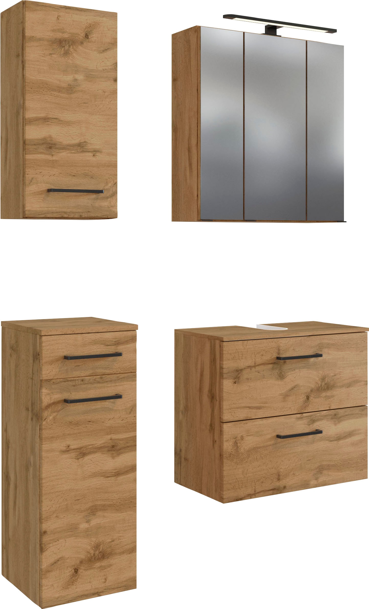 welltime Badmöbel-Set "Chicago" Spiegelschrank, Unterbeckenschrank, Hängesc günstig online kaufen