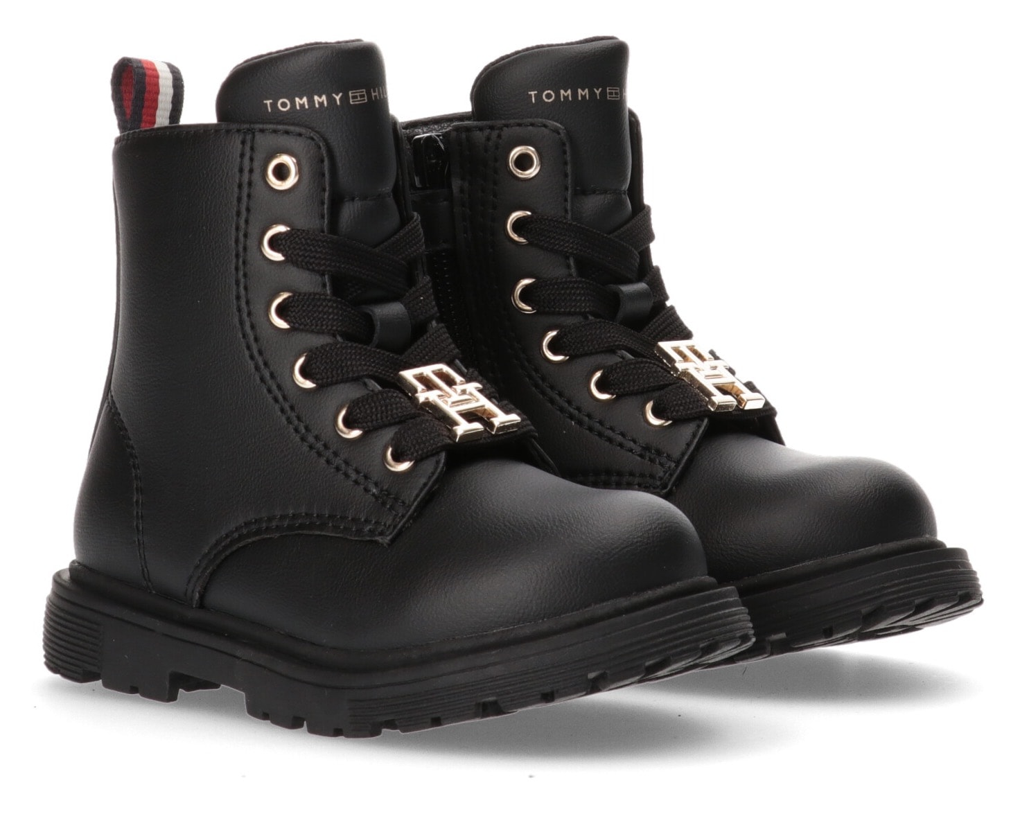 Tommy Hilfiger Schnürboots, Winterstiefel, Schnürstiefel, Boots mit goldfarbenem Logo-Emblem