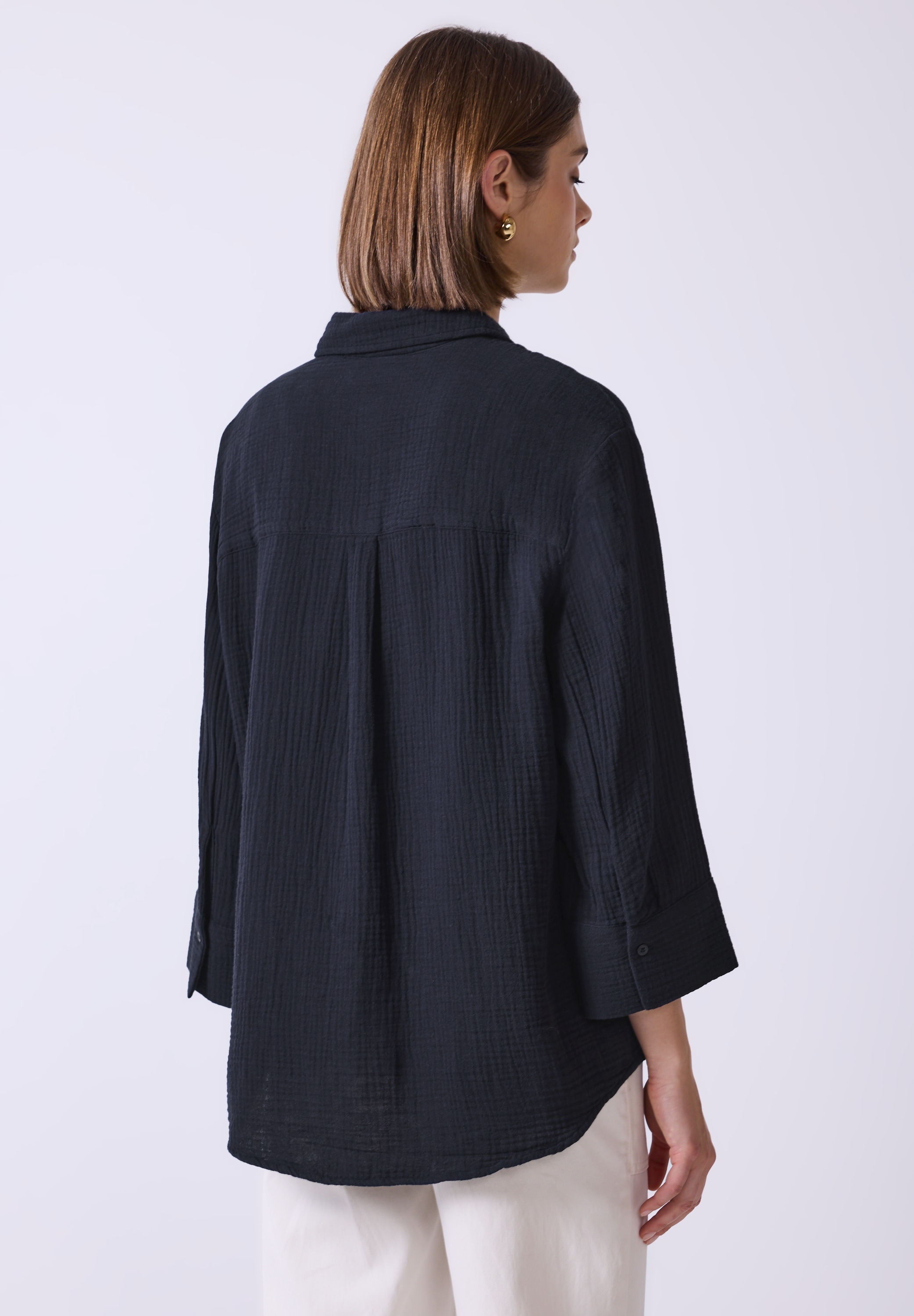 STREET ONE STUDIO Hemdbluse, aus reiner Baumwolle