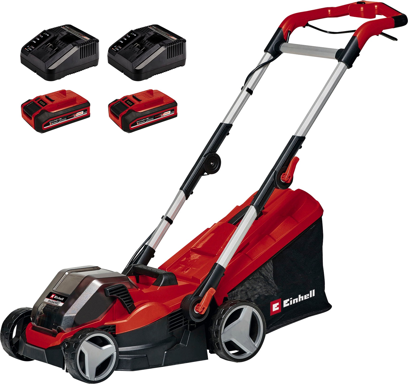 Einhell Akkurasenmäher "Einhell Power X-Change RASARRO 36/34", mit 2x Akku 18V/3,0Ah und 2x Ladegerät