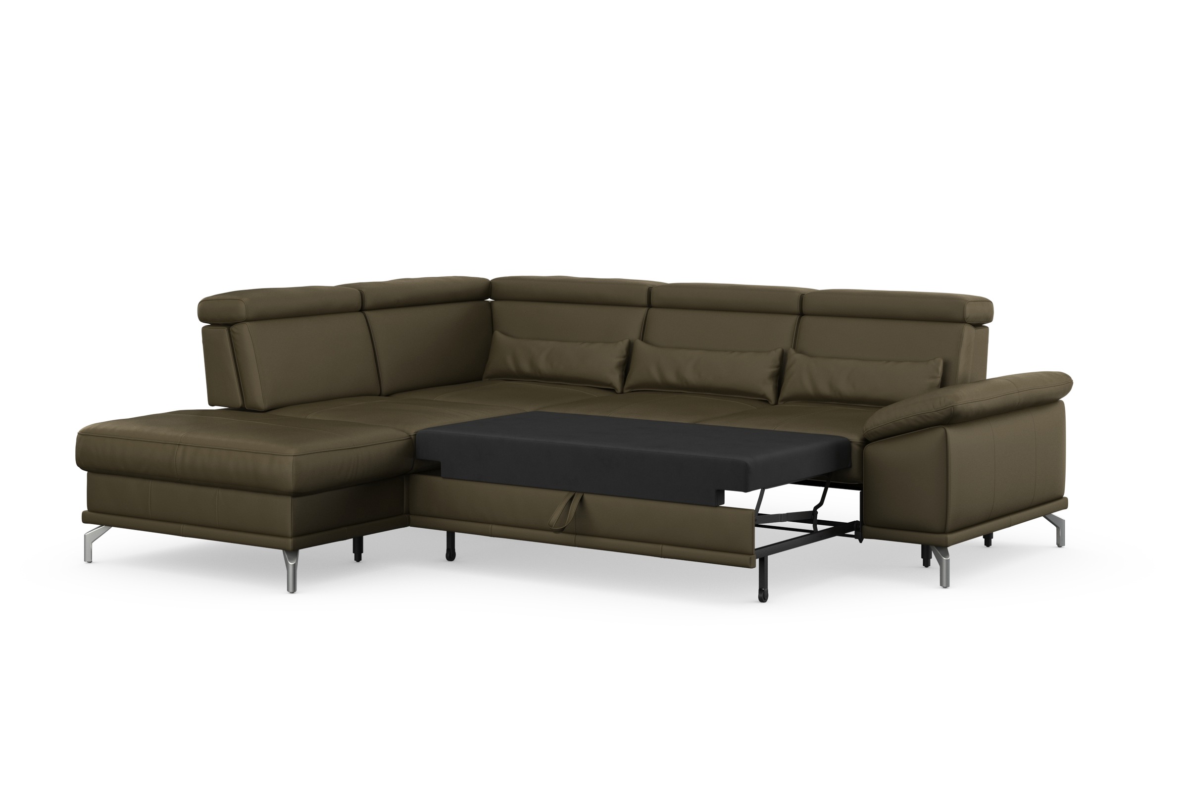sit&more Ecksofa »Cabrio L-Form, mit Sitztiefenverstellung, Arm- und Kopfteilverstellung«, 3 Nierenkissen, Federkern, optional Bettfunktion und Stauraum
