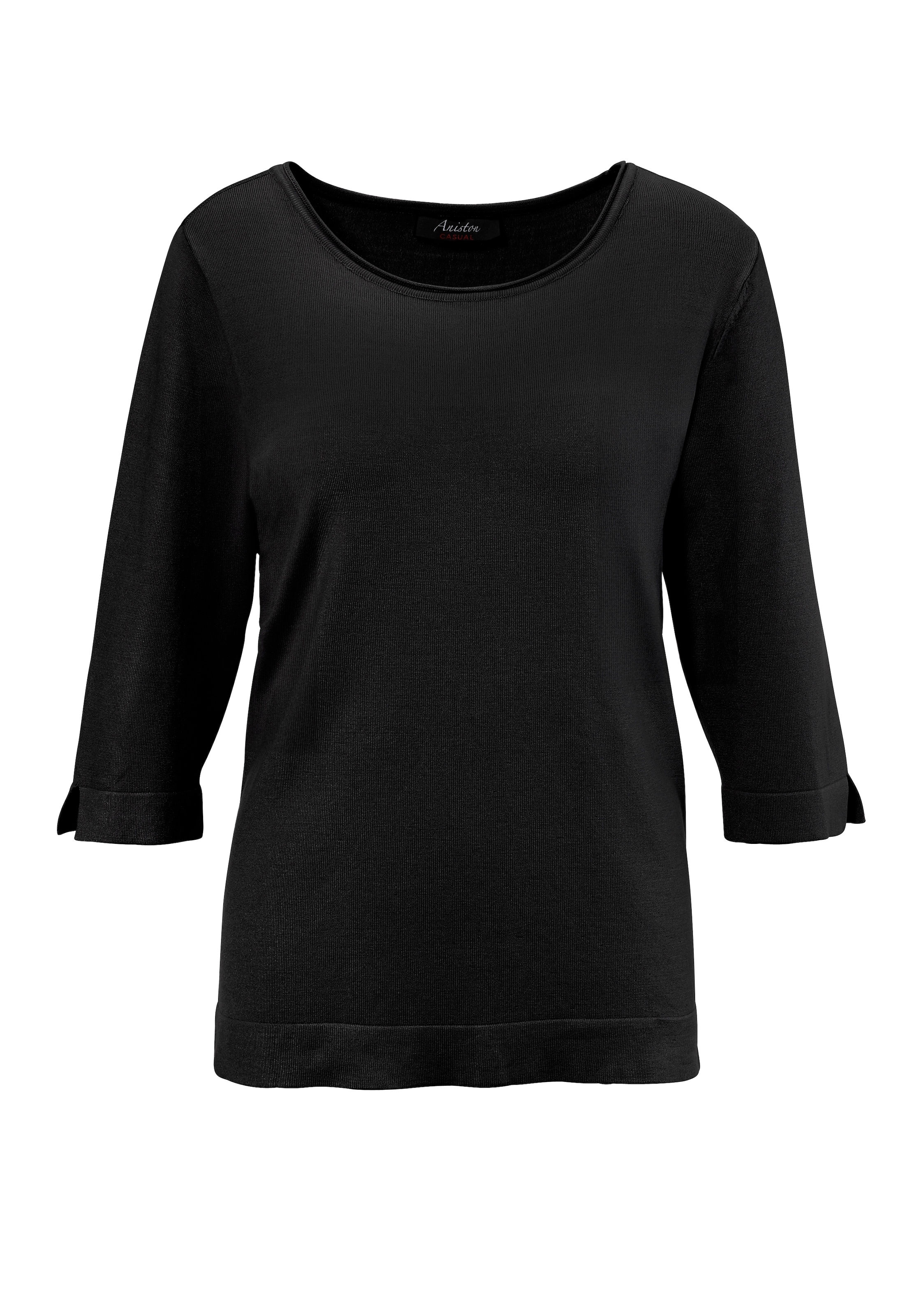 Aniston CASUAL Strickpullover, mit kleinem Schlitz an den 3/4-langen Ärmeln - NEUE KOLLEKTION