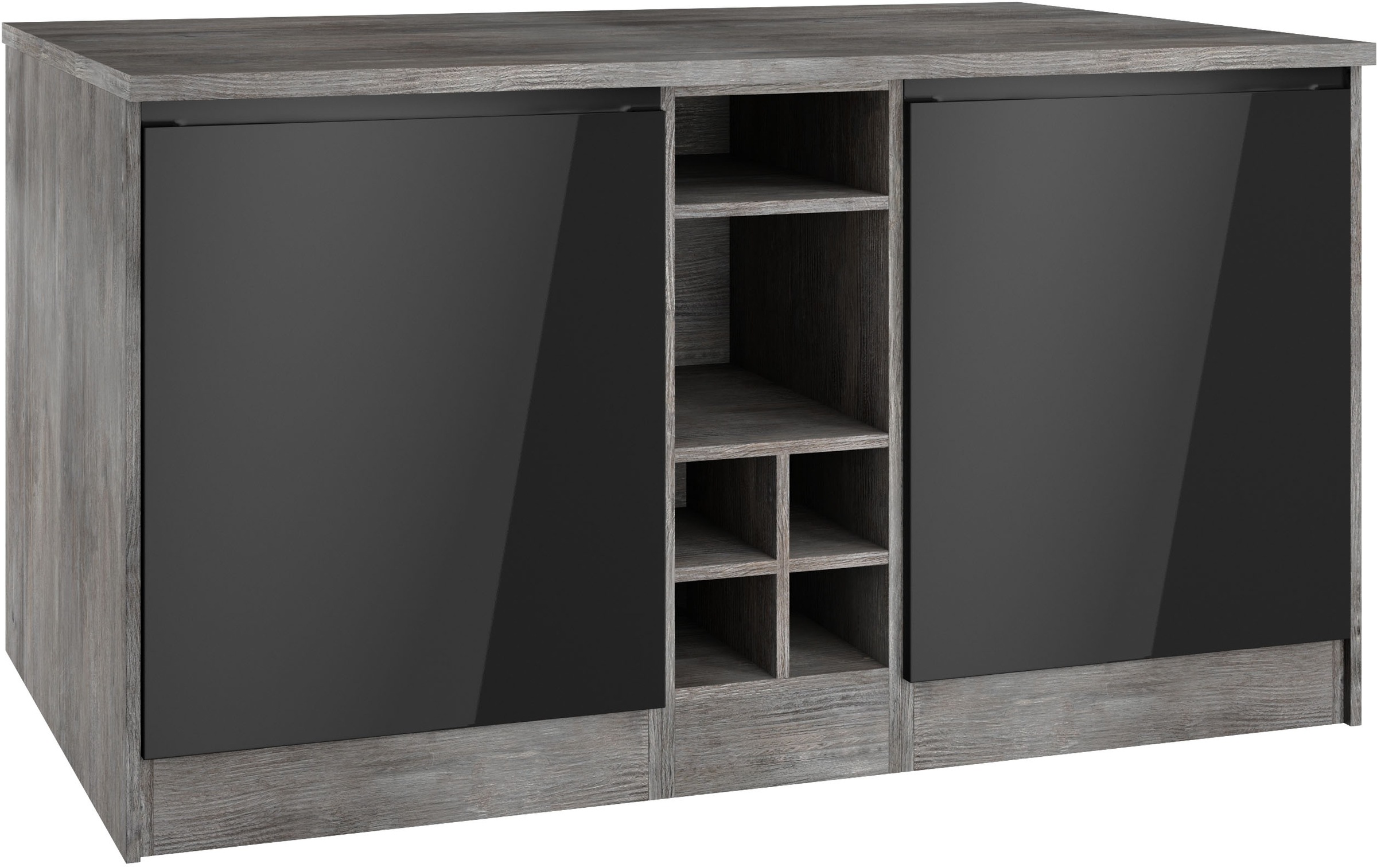 KOCHSTATION Kücheninsel »KS-Virginia«, Breite 153 cm, MDF-Fronten, Flaschenregal