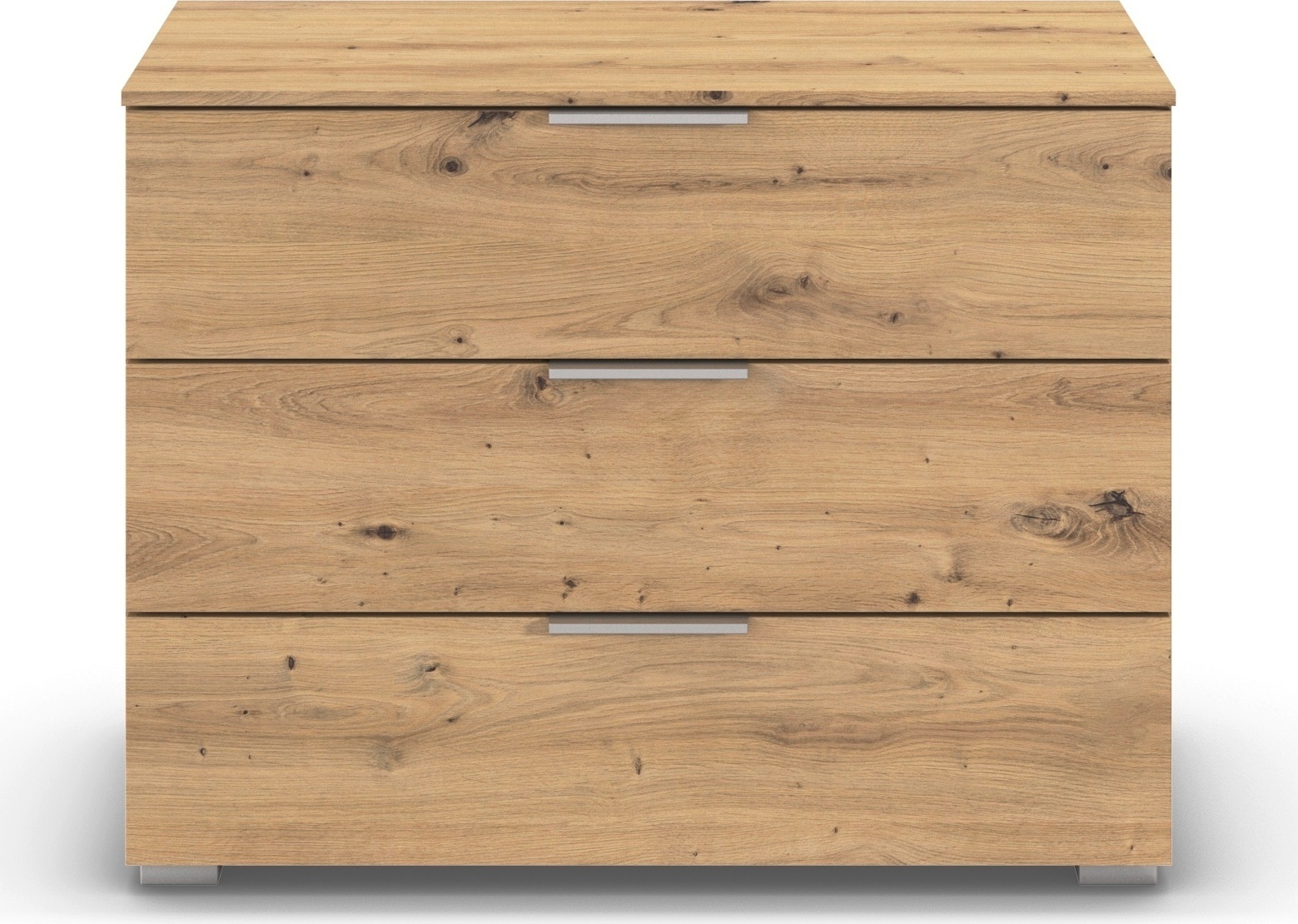 OTTO home Schubkastenkommode "Kommode Sideboard Schubladenkommode Schlafzimmerkommode ASTANA" Breite 80 cm / Höhe 61 cm, mit 3 geräumigen Schubladen, Kantengriff in Alufarben MADE IN GERMANY
