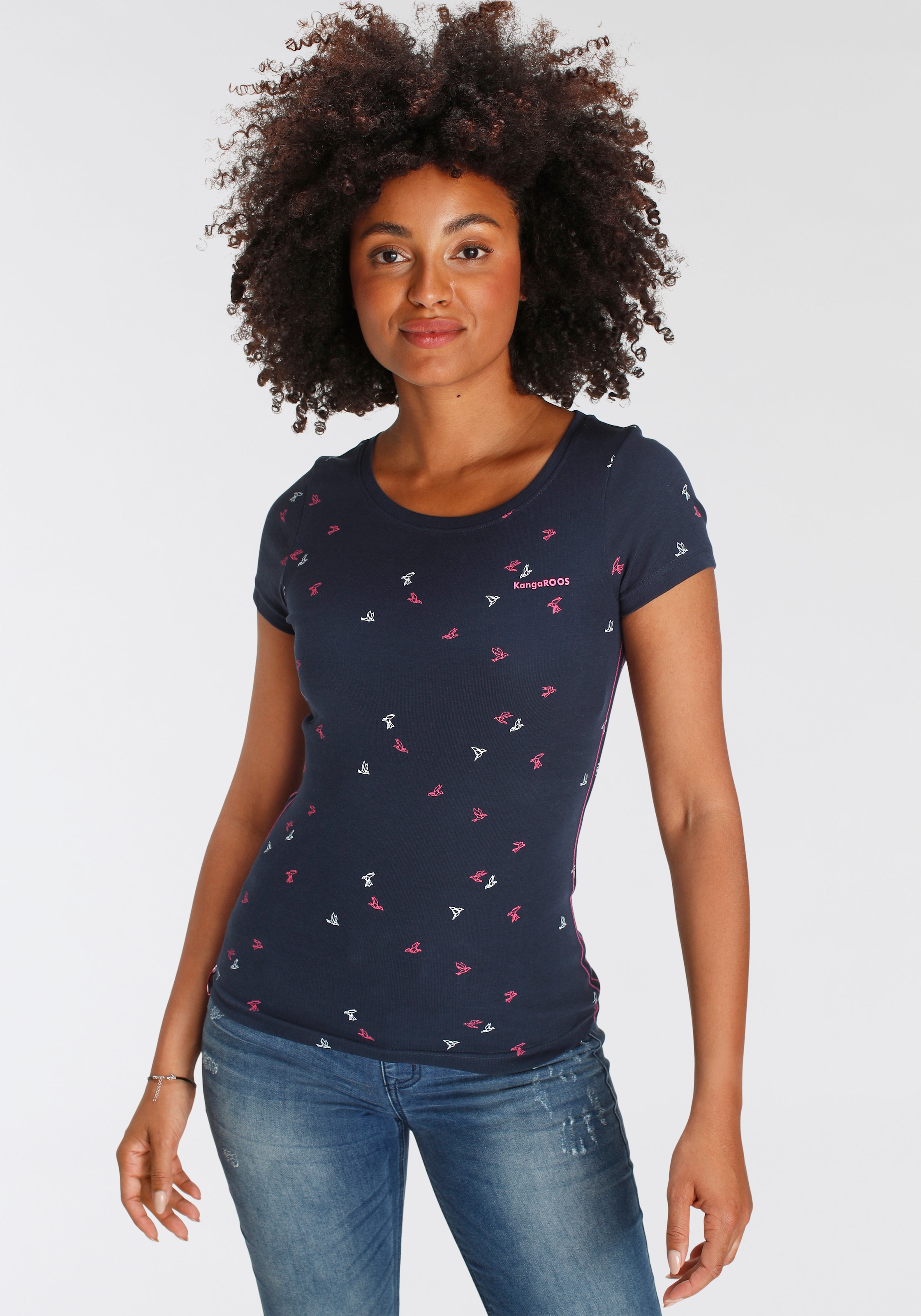 KangaROOS T-Shirt, Kurzarm, sehr figurbetont, aus 100% Baumwolle günstig online kaufen