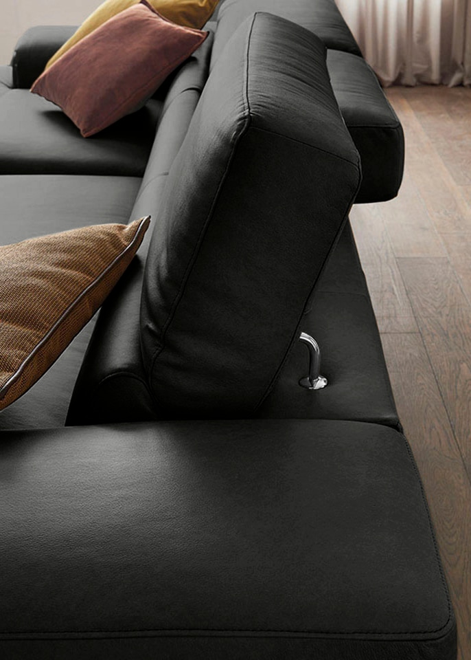 W.SCHILLIG Ecksofa »piedroo, Designsofa mit tollem Sitzkomfort, elegant und bequem, L-Form«, Kopfteilverstellung, wahlweise mit Sitztiefenverstellung, Breite 303cm