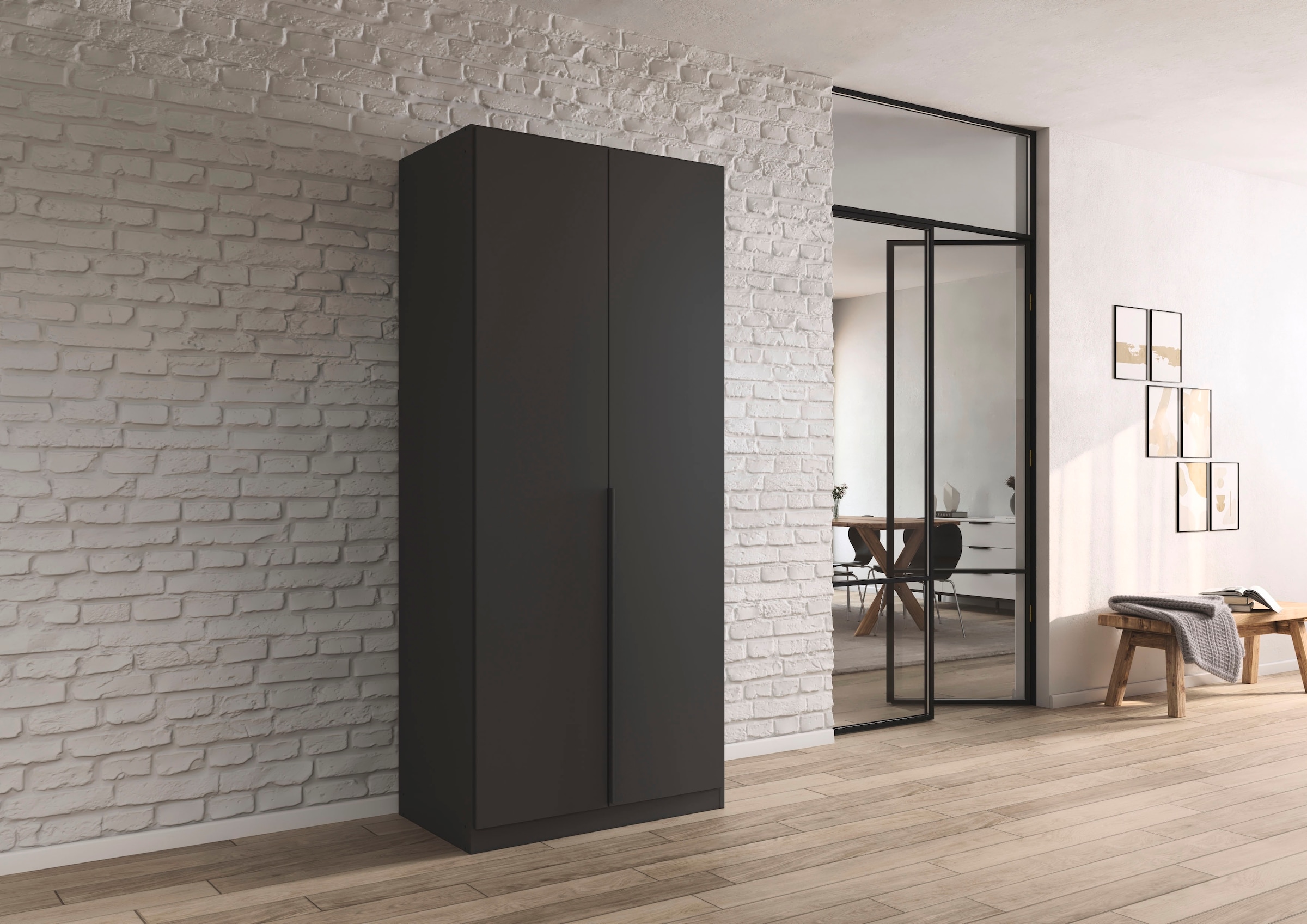 rauch Drehtürenschrank »Kleiderschrank Schrank Garderobe AGORDO TOPSELLER Schlafzimmer«, (in zwei Griff-Farben, Breiten 91-360 cm, Dekor- oder Hochglanzfront), durchdachte Innenausstattung, in 7 Breiten und 2 Höhen MADE IN GERMANY