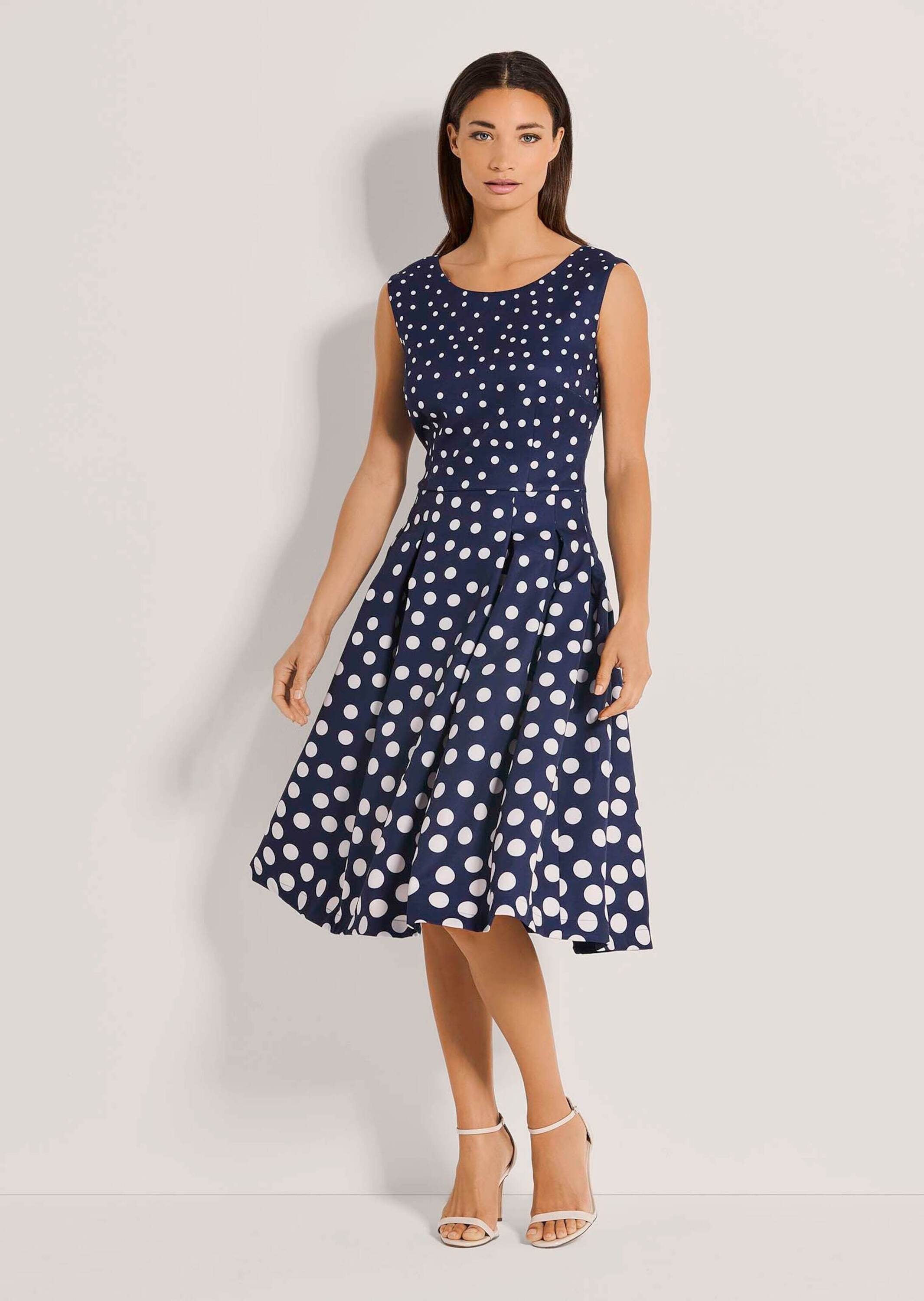 Thumbnail - MADELEINE Sommerkleid "Kleid Kurzarm Tupfenkleid in Midilänge" V Ausschnitt im Rückteil