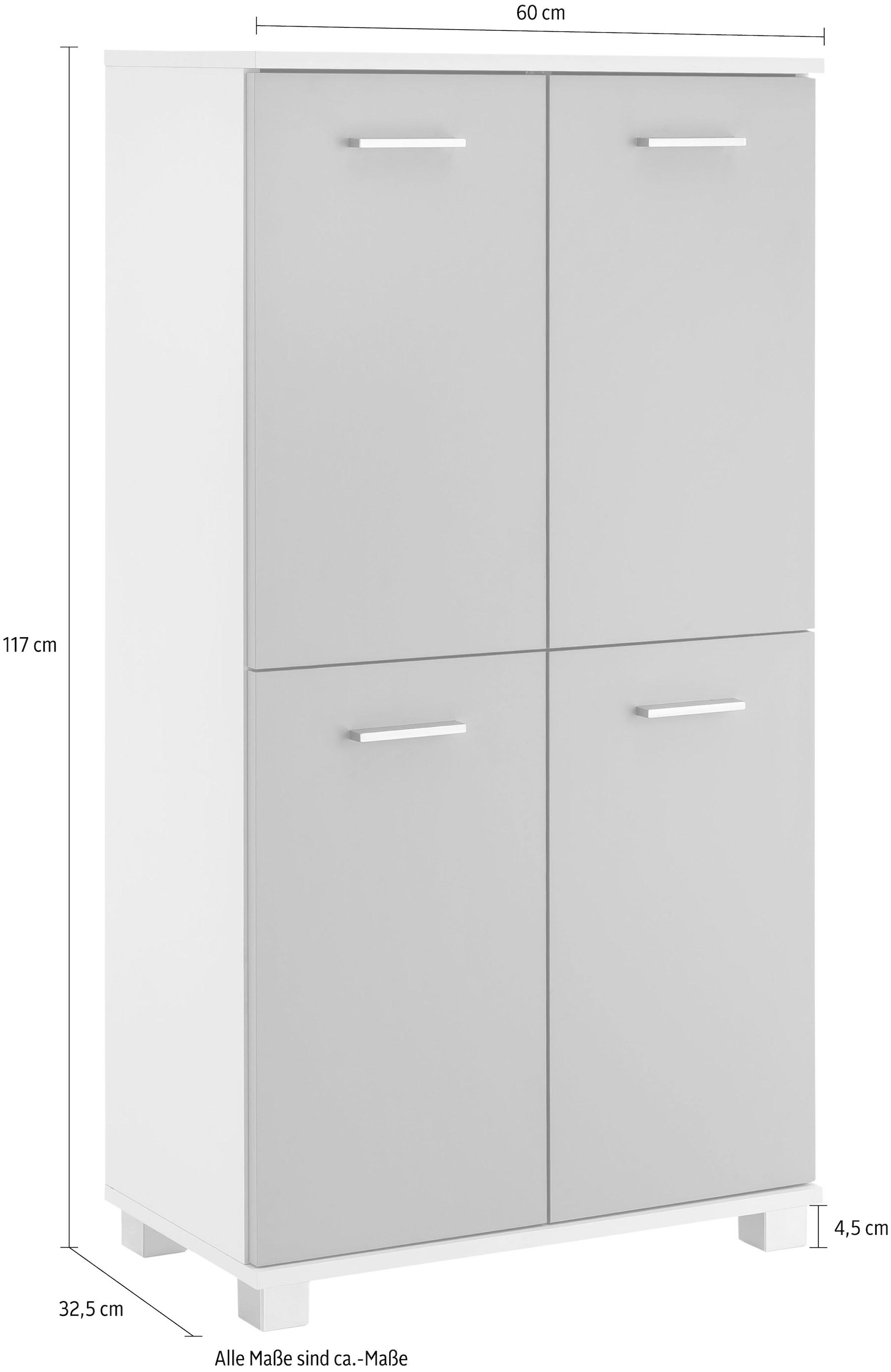 Schildmeyer Midischrank »Lumo«, Breite 60 cm, mit 4 Türen & Metallgriffen, Türanschlag wechselbar